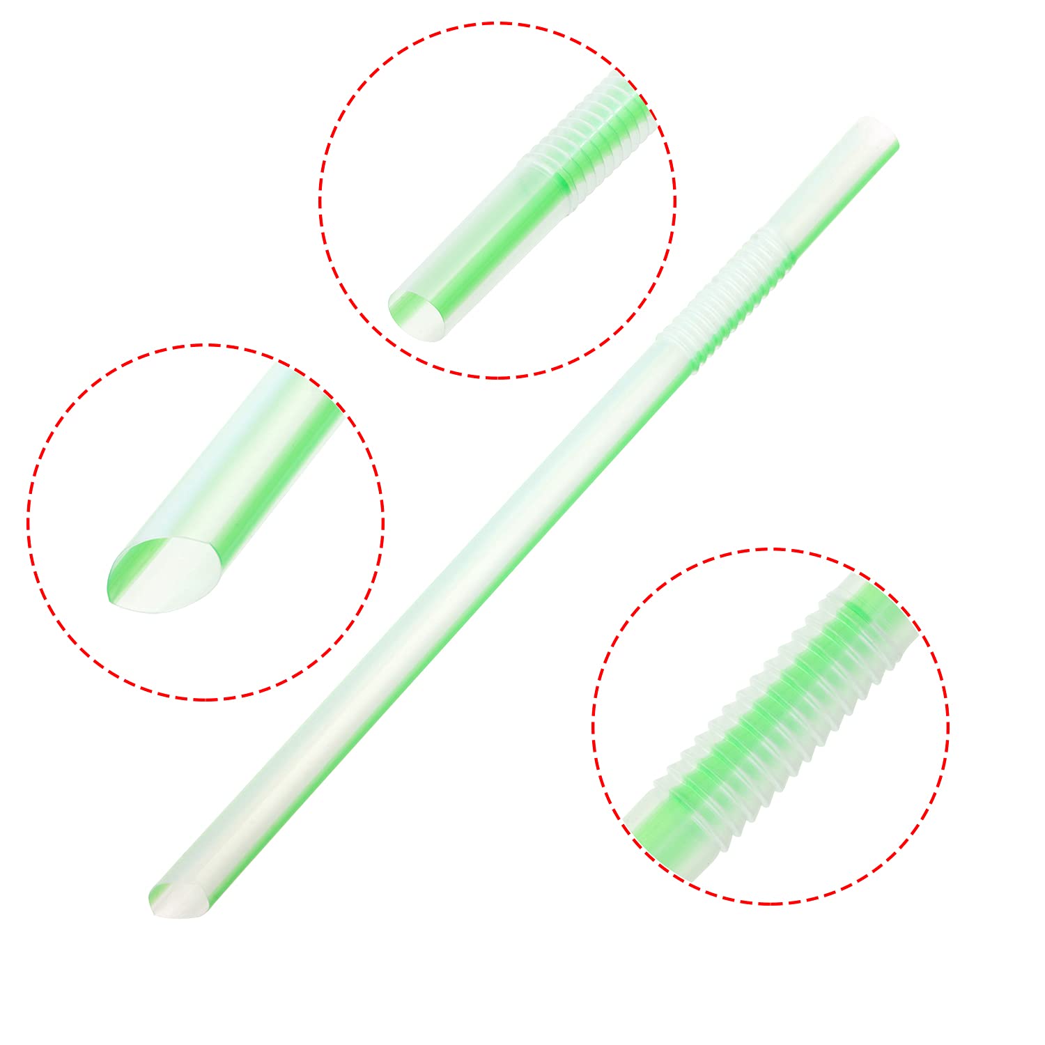 Mini Skater 100Pcs Jumbo Plastic Smoothies Straws Individually Wrapped 8 Inch Long Drinking Straws Bulk For Protein Shakes Froze