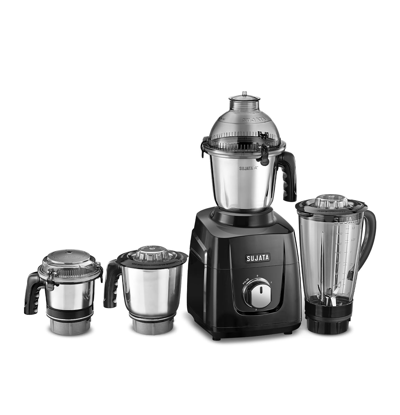Sujata Mg03 Mixer Grinder|1000 Watts Double Ball Bearing Motor|24000 Rpm|Non-Stop 90 Mins Running|4 Jars Including 1750Ml Blende