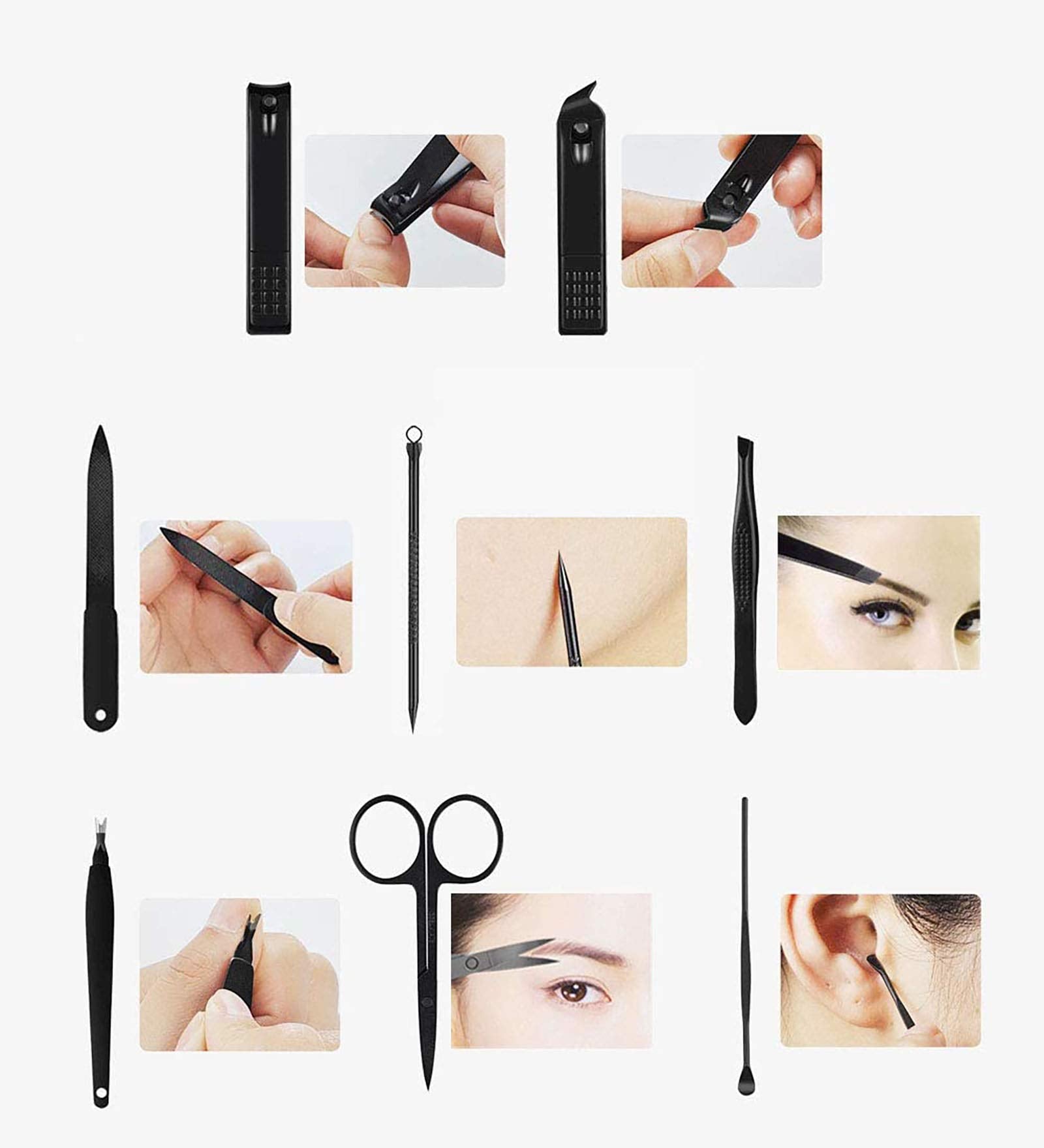 Manicure Pedicure Kit Nail Clippers Set 18 in 1 High Precision Stainless Steel Cutter File Sharp Scissors for Men & Women Finger
