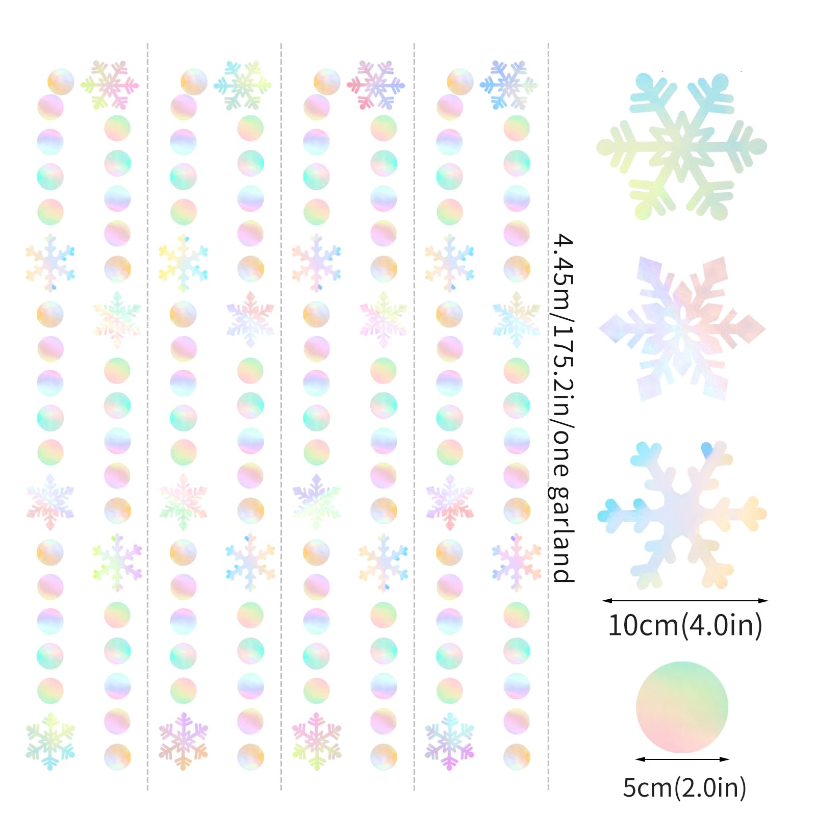Iridescent-Holographic Christmas Party-Decorations Snowflake-Snow Garland - 61Ft Winter Wonderland Frozen Hanging Paper Streamer