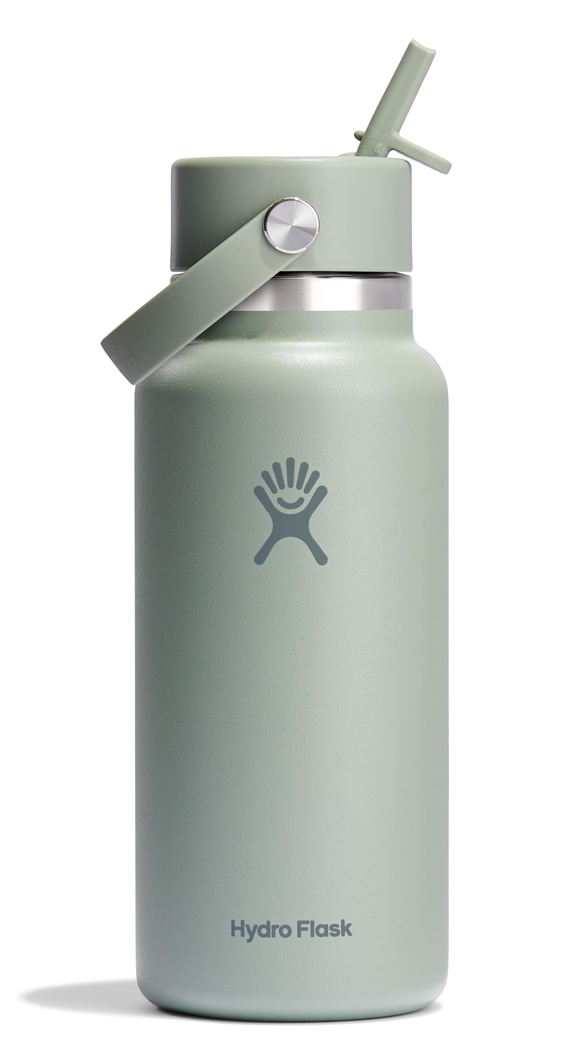 Hydro Flask Water Bottle - Insulated Stainless Steel - Wide Mouth Flex Straw Lid, Non Spill, Leakproof and Refillable in 32 Oz T