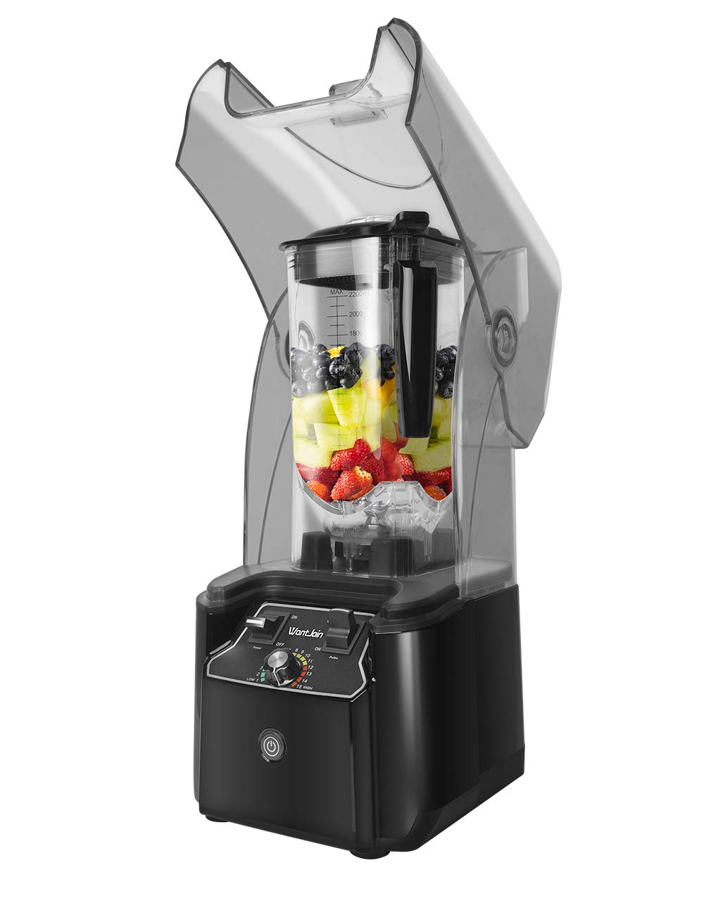 Wantjoin Professional Commercial Blender With Shield Quiet Sound Enclosure 2200W Industries Strong And Quiet Professional-Grade