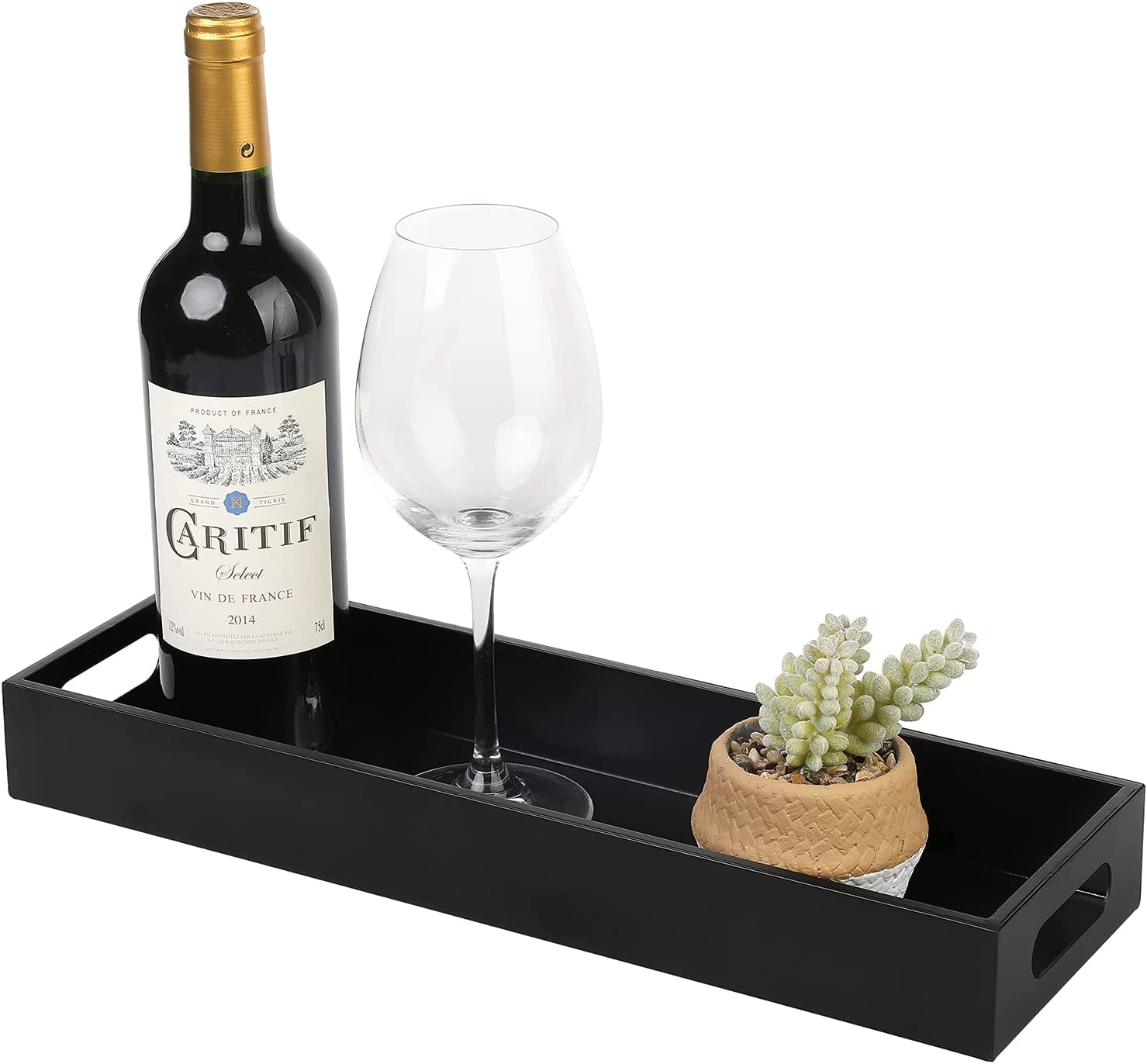 Indian Decor 20894 Classic Narrow Tray, Serving Tray/Metal Decorative Tray 16Inch Metal Matte Black Decorative Tray, Rectangula