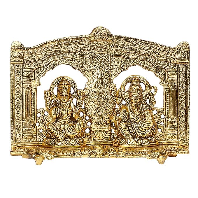Crown Warriors Metal Laxmi Ganesh Idol Bhagwan Ganpati Murti Metal Statue Sitting Laxmi Ji For Home Office Decor Pooja Good Luck