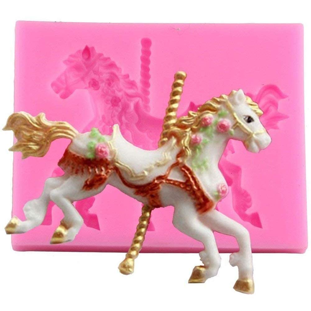 3D Carousel Horse, Silicone Fondant Cake, Cake Decorating For Carousel Cake Topper Decorations Chocolate