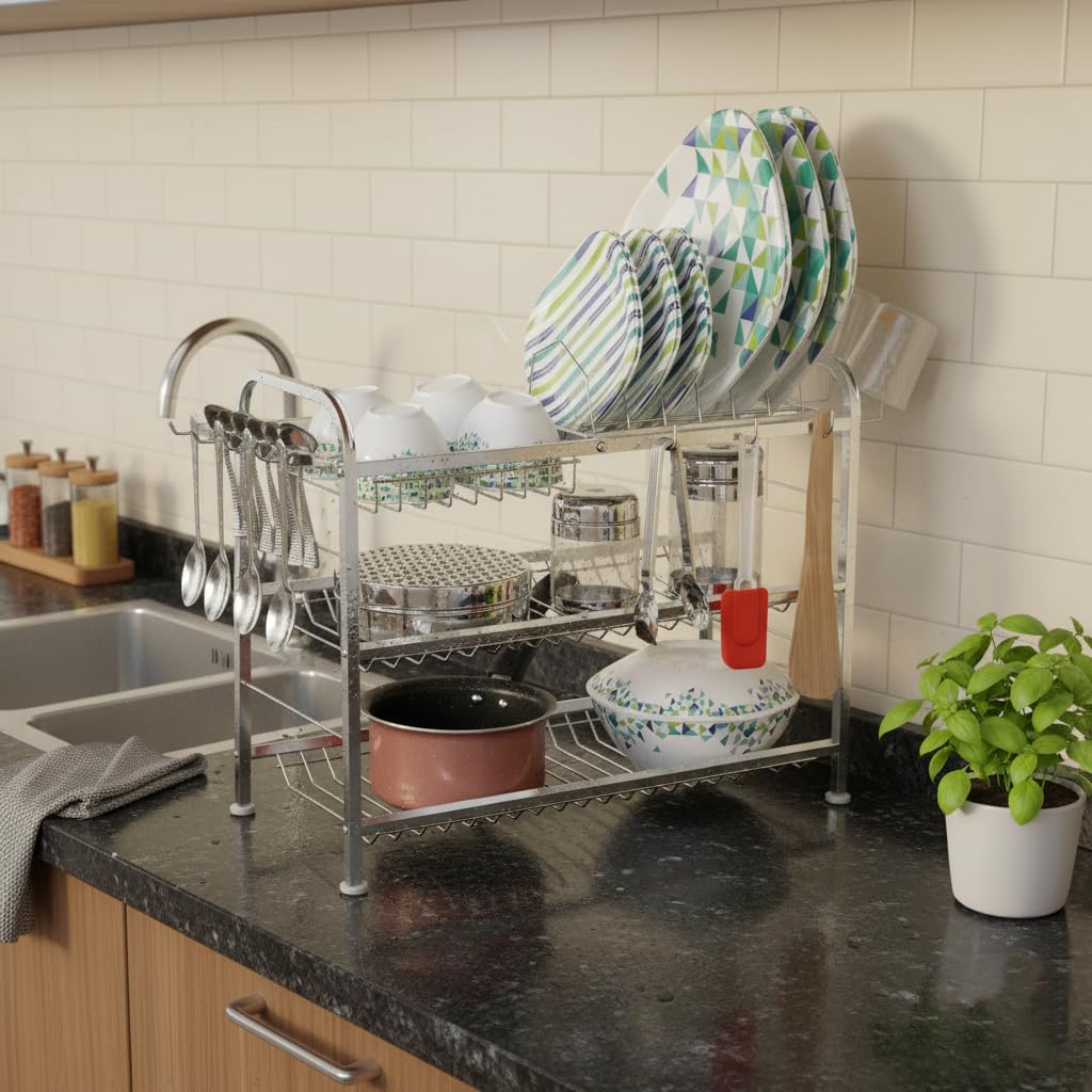Homify Opal 18X21 Inch Wall Mount Kitchen Utensils Dish Rack | Stainless Steel Utensil Rack/Stand | Dish Stand/Holder | Kitchen 