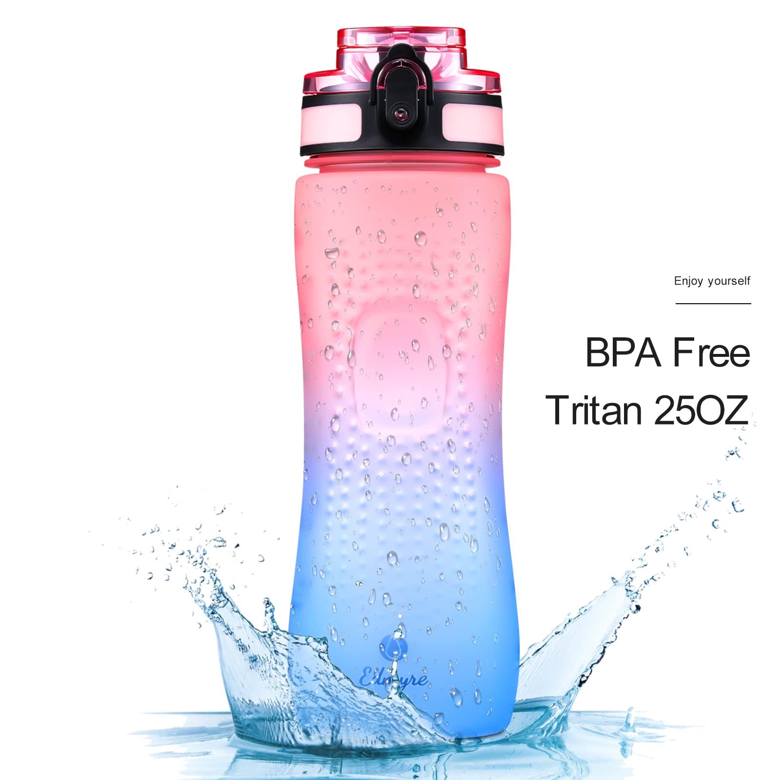 25oz Sports Water Bottle  Newest Leak-Proof Design  Push-to-Auto Lid  Suitable for Gym  Sports  Outdoor  School  Kids  BPA Free  Scale Mark Reminder to Replenish Hydration  Gradient Color Pink/blue