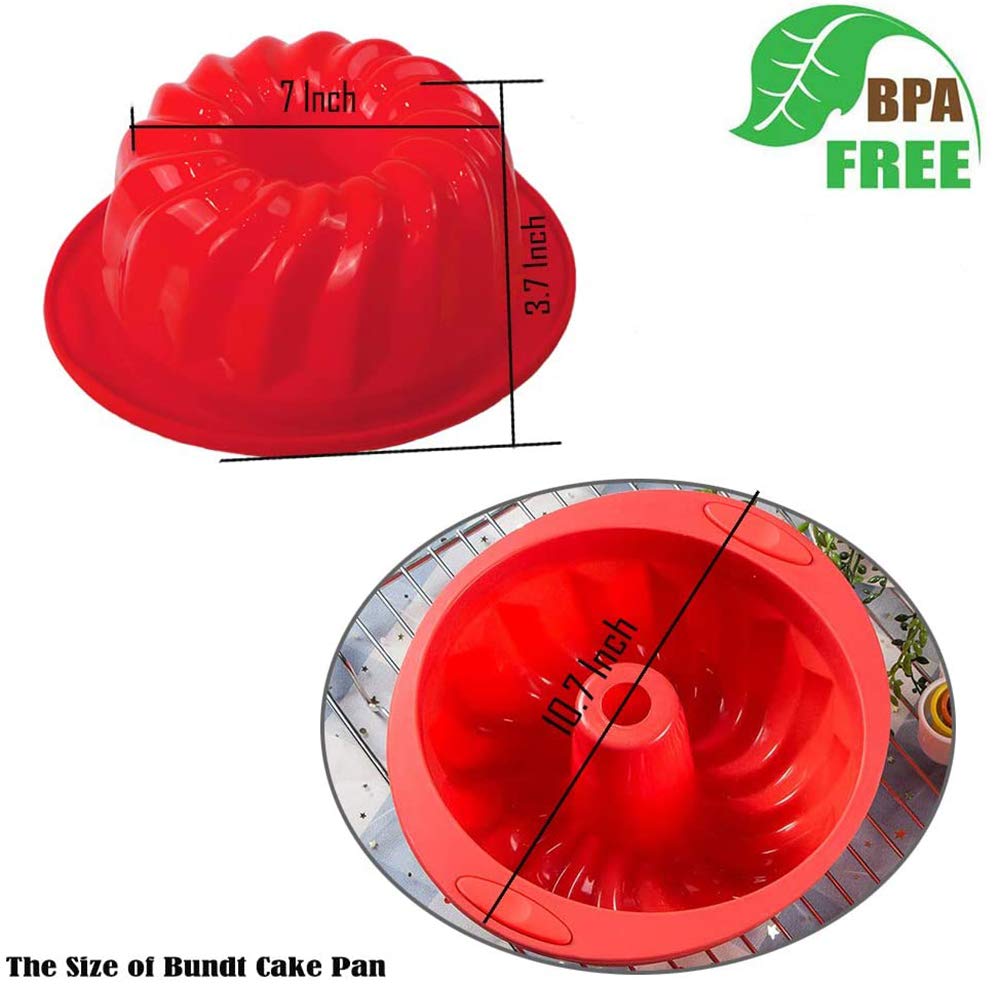 Webake Silicone Fluted Tube Cake Baking Pan Non-Stick 10 Inch Cake Mold Bakeware