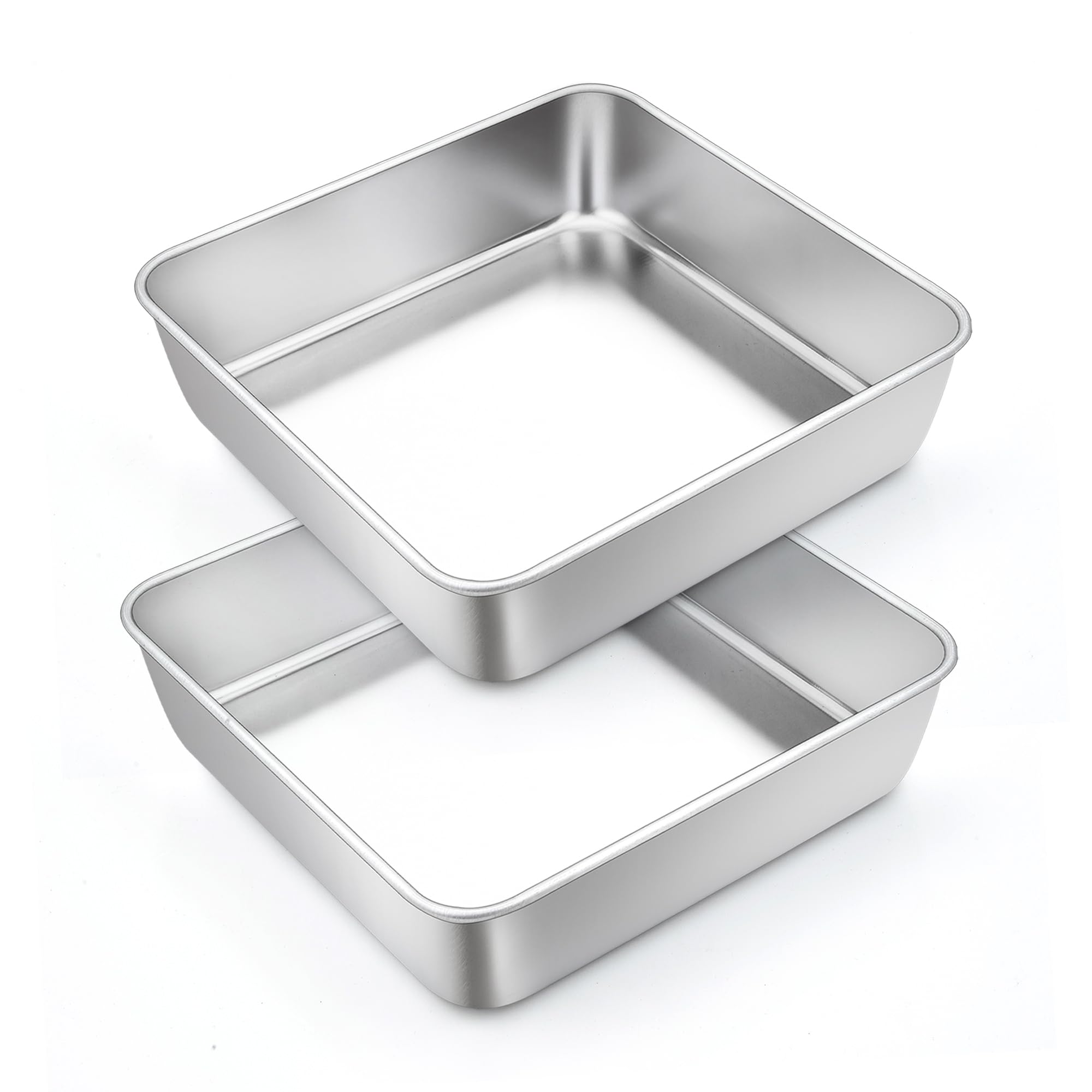 Teamfar 6 Inch Square Cake Pan, Stainless Steel Square Baking Pan For Lasagna Cake Brownie, Healthy & Heavy Duty, Dishwasher Saf