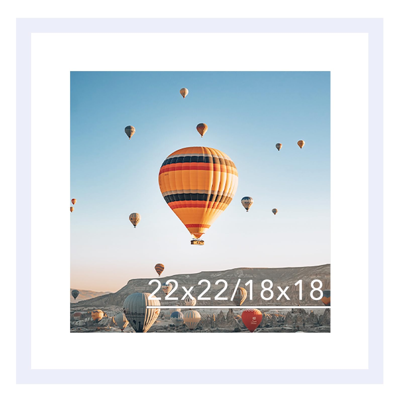 JCJMY 22x22 Picture Frame White with 18x18 Mat, Display Photo 18x18 with Mat or 22 x 22 Without Mat, Wall Hanging Large 22x22 Po
