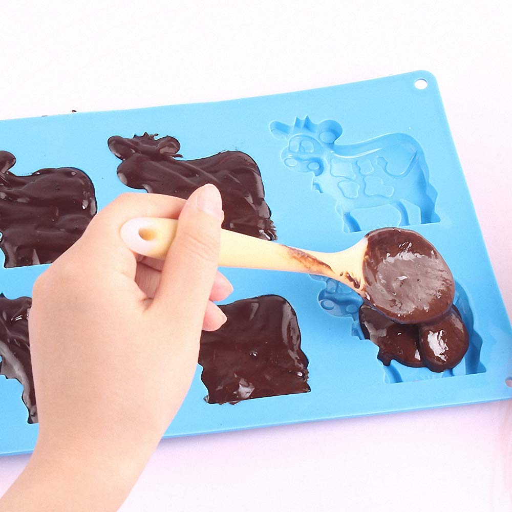 2 Pack Cow Chocolate Molds, Dairy Cattle Cake Pan Silicone Candy Fondant Biscuit Cookie Baking Mold Soap Lotion Bars Polymer Cla