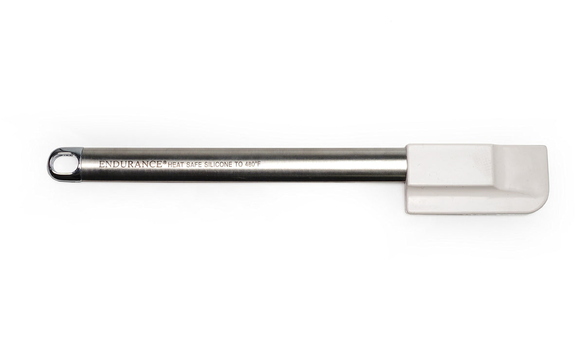Rsvp International Endurance Kitchen Tool Collection Silicone Spatula, Stainless Steel Handle, 9.5X1.4'', White