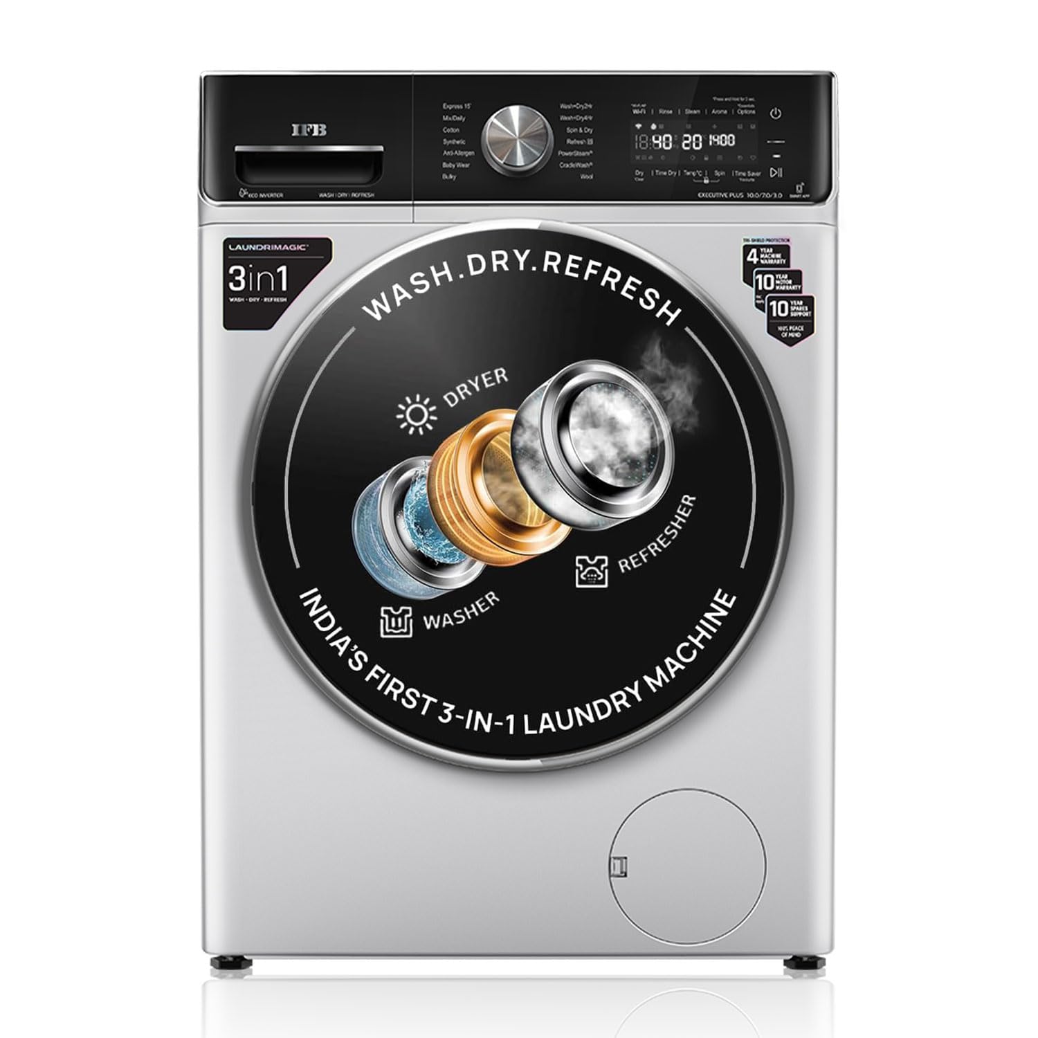Ifb 10 Kg/7 Kg/3 Kg 3In1, Ai Powered, Fully Automatic Washer Dryer Refresher (Ifb Laundrimagic, Executive Plus Zxs, 9 Swirl Wa