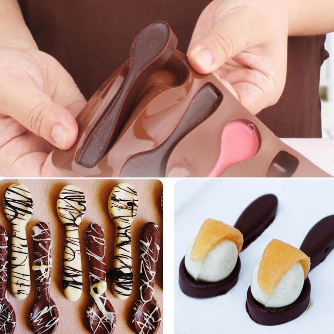 Wellyuk Silicone Spoon Ice Mold Tray Cupcake Muffin Baking Cup Mold Chocolate Soap Candle Cake Cookie For Kitchen Festival