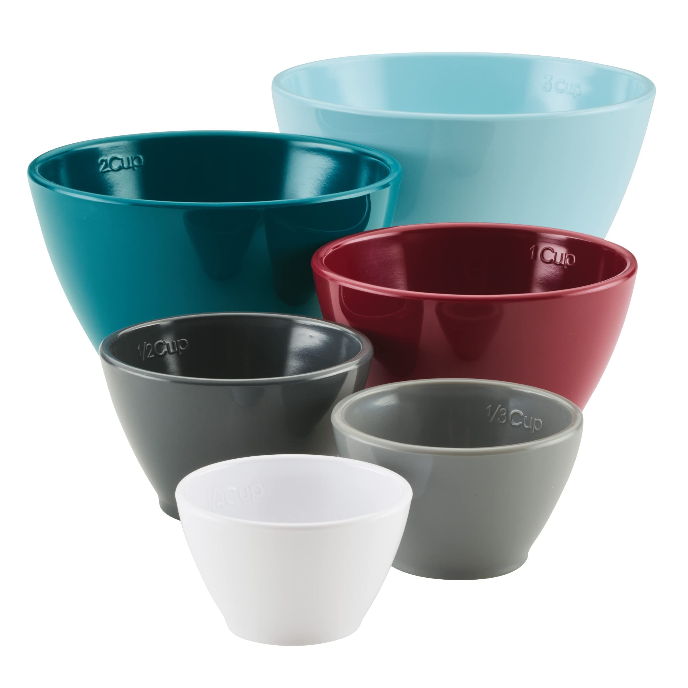 Rachael Ray Tools and Gadgets Nesting/Stackable Measuring Cups Set, 6 Piece  Assorted Colors