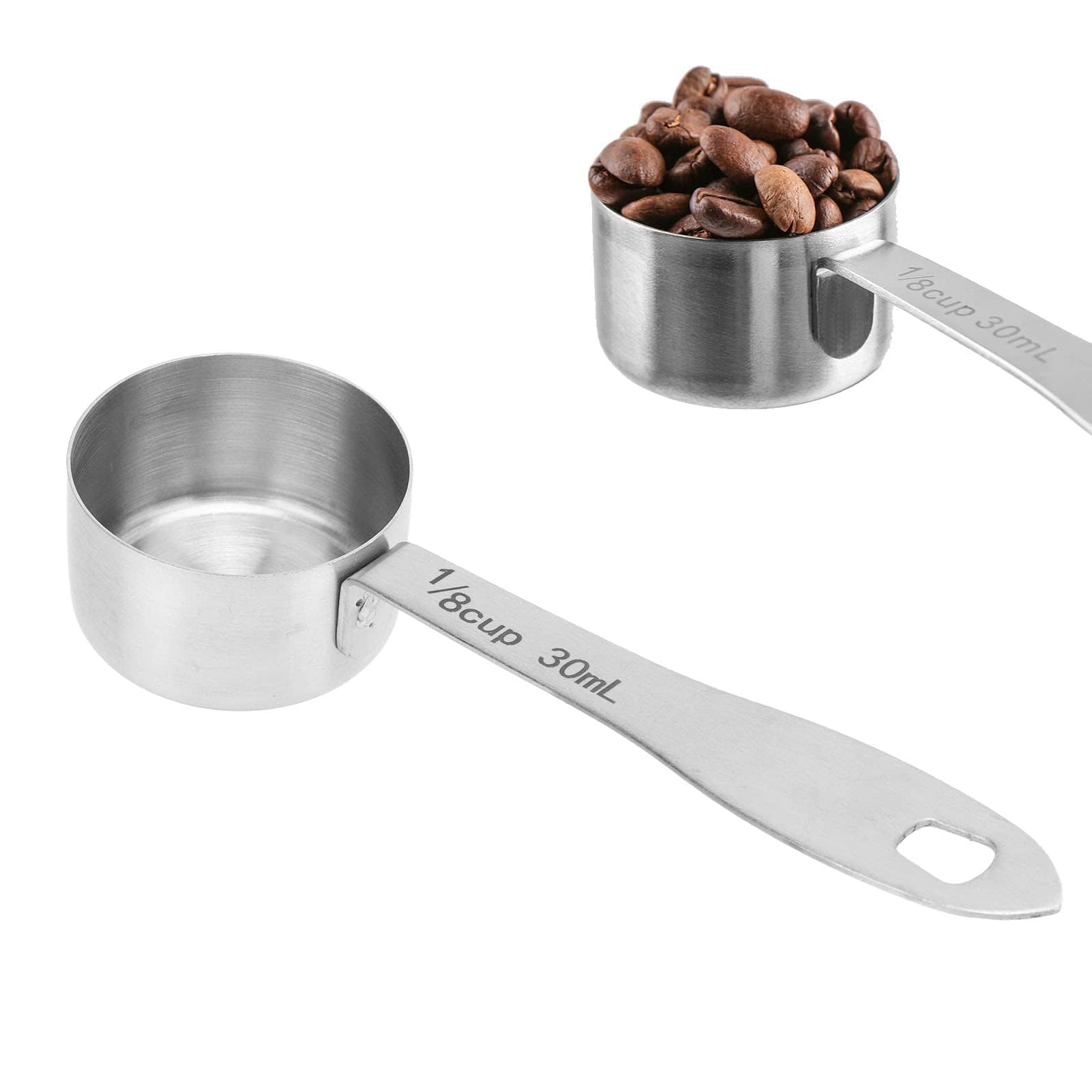 30Ml Measuring Spoon, Stainless Steel Coffee Bean Measuring Scoop Long Handle 1/8 Cup Measuring Cup For Sugar Milk Fruit Powder