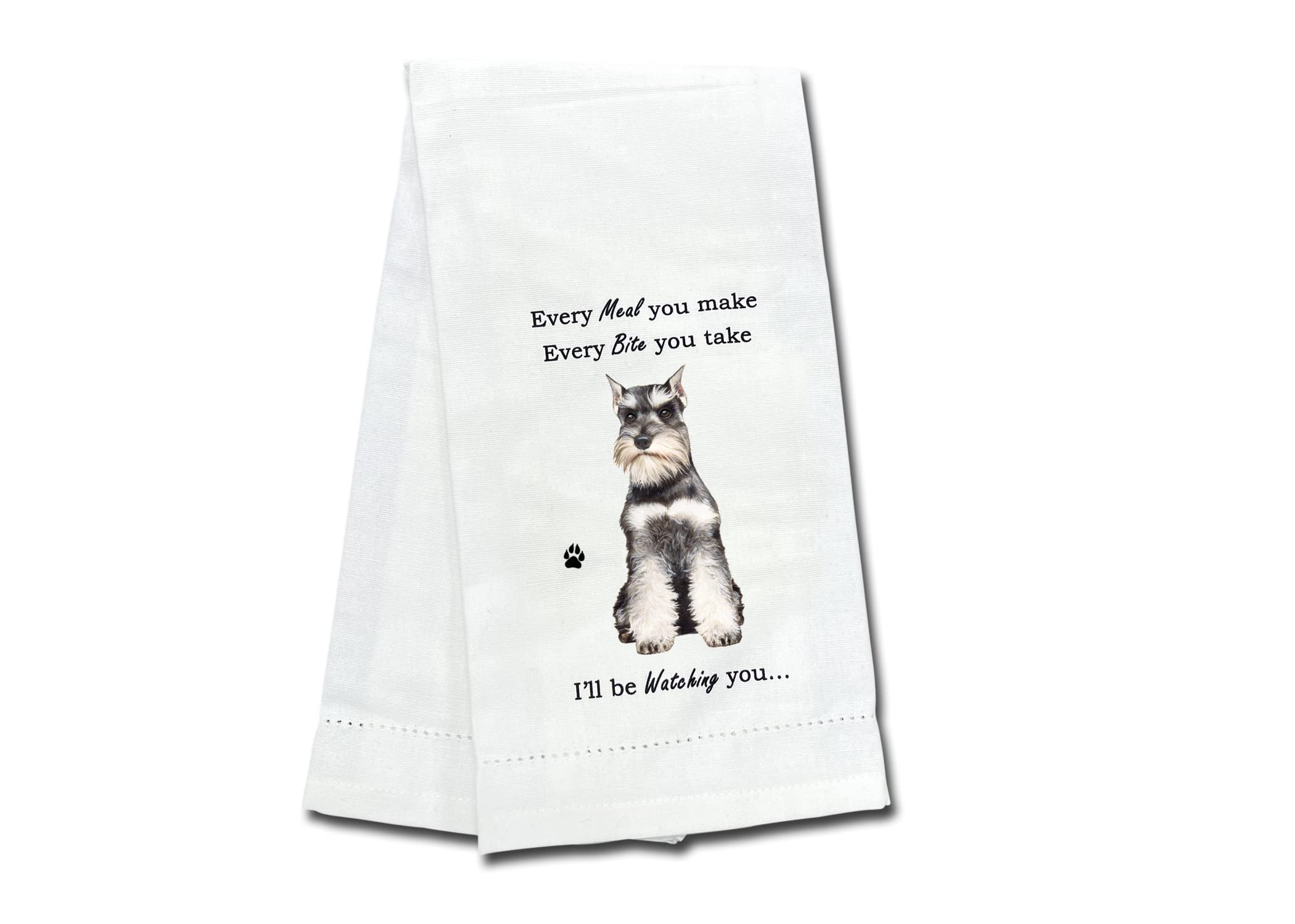 E&S Imports Schnauzer Kitchen Towel - Soft Highly Absorbent - Schnauzer Gifts - Dish Towels For Washing Dishes - Tea Towels - Re