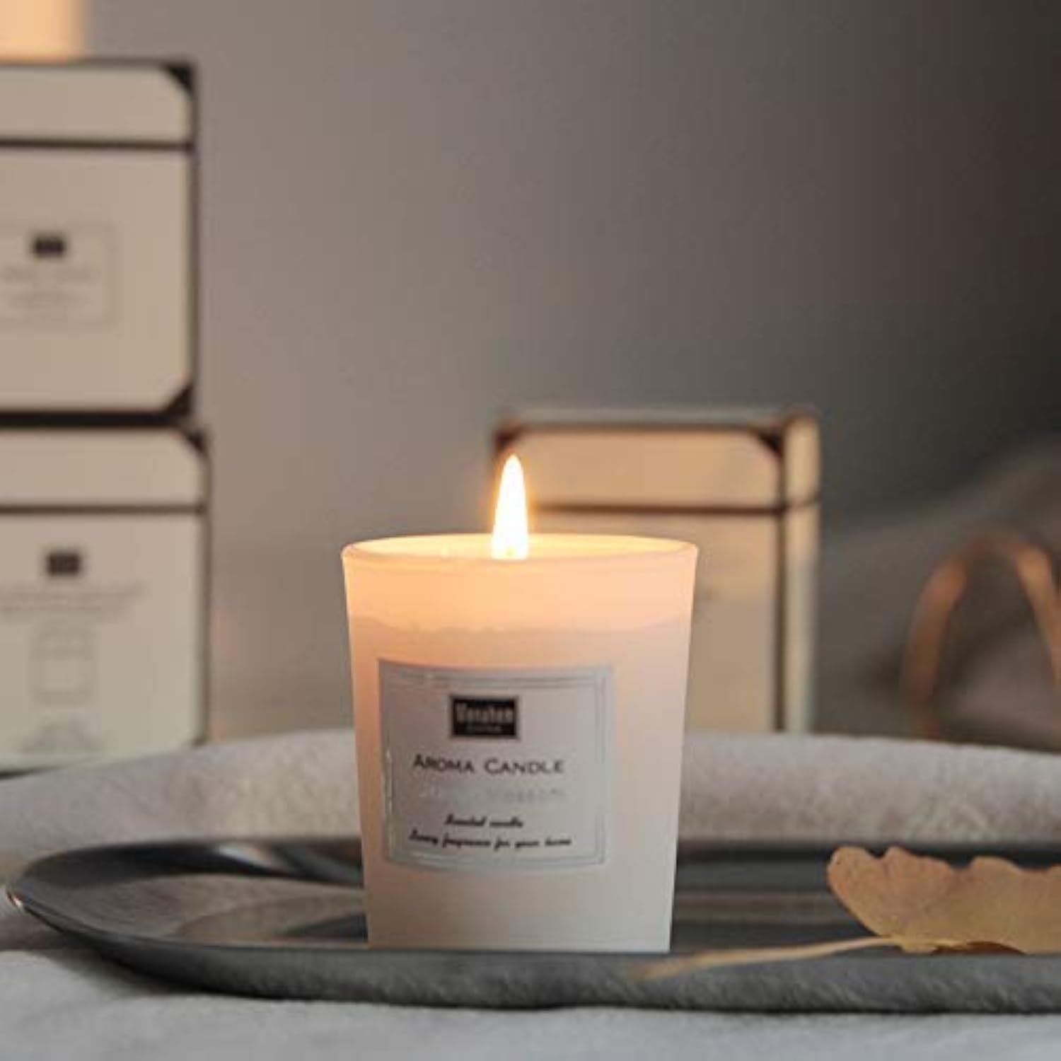 Natural Scented Candle,Aroma Candle Gift,Sea Salt&Sage Perfume,Amber Perfume,Handmade Soy Wax in Glass Jar 12 Hours,Prefect for