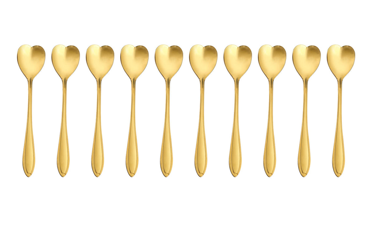 10 Pieces Stainless Steel Flower Spoon, Creative Gold Dessert Spoons, Coffee Spoons, Coffee Stirrers, Tea Spoon, Sugar Spoon, Ic