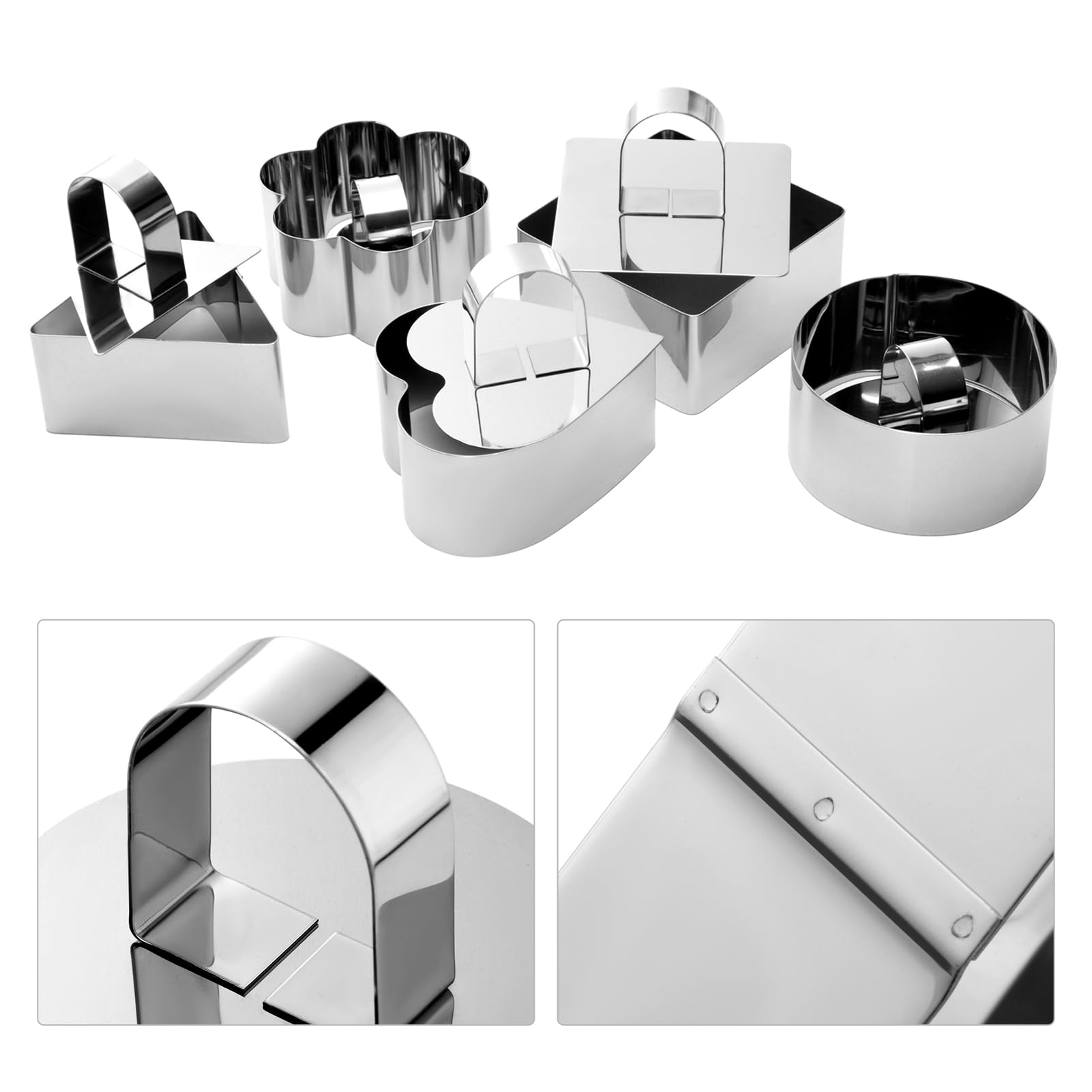 Hulisen Set Of 5 Cake Ring Mold, Stainless Steel 3 Inch Round Dessert Mousse Mold With Pusher & Lifter Cooking Rings, Tuna Tarta