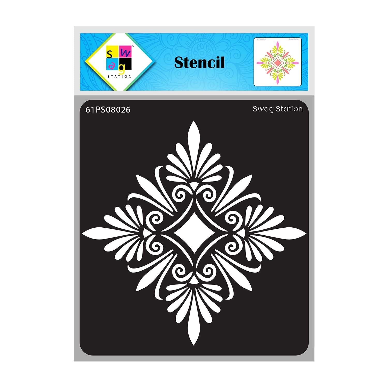 Swagstation Mandala Art Stencil (6X6 Inch)  Large 7 Inch Plastic Stencil For Wall Painting And Drawing