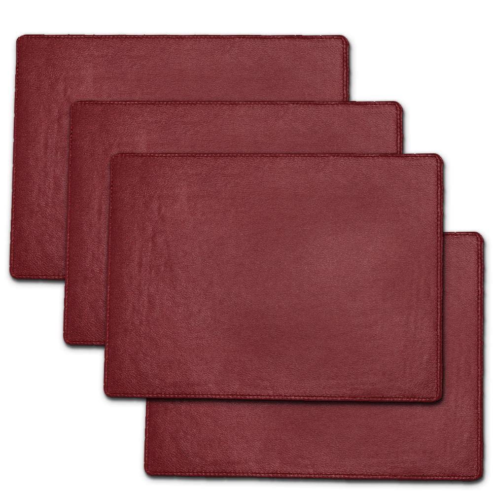 Faux Leather Placemats For Dinner Table - Pack Of 4 (Maroon (Plain))