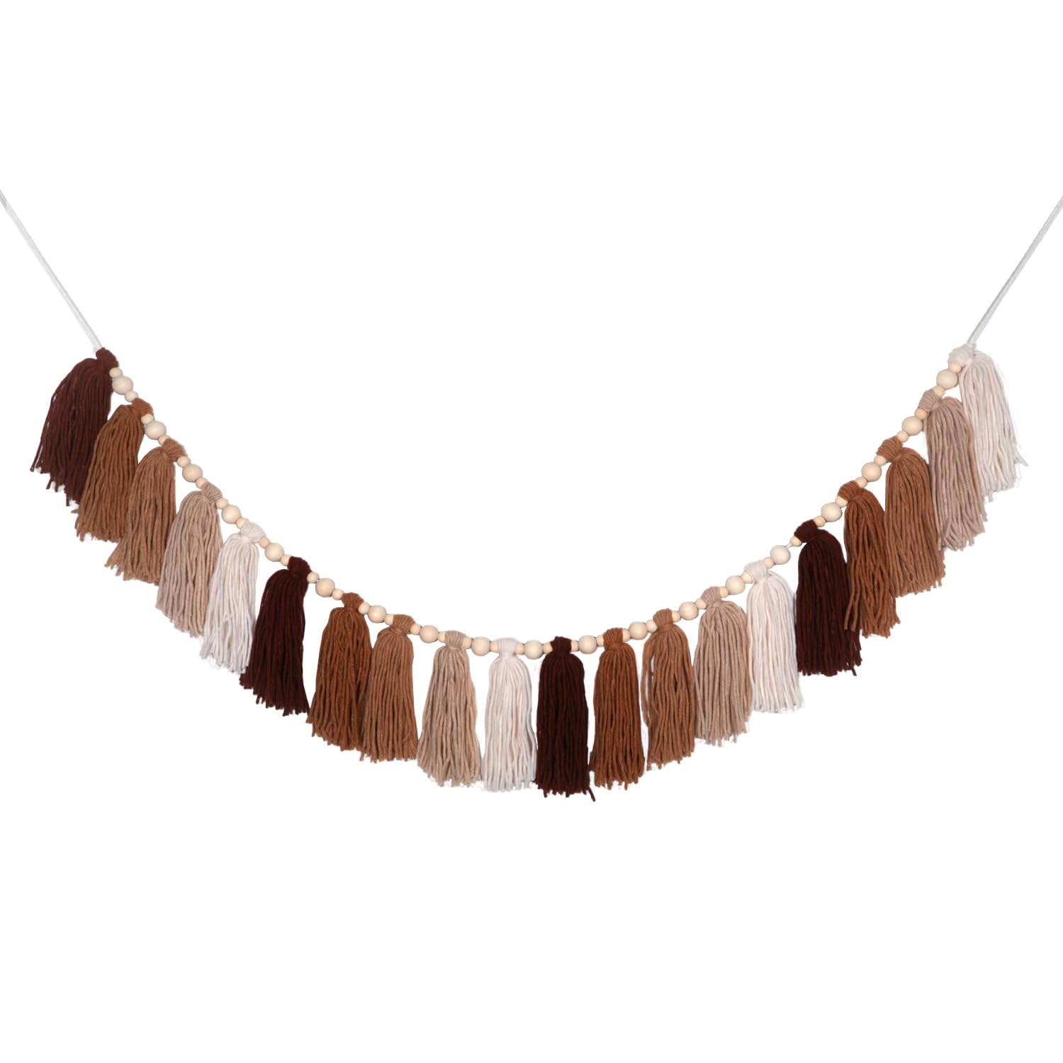 GIAUMA Brown Boho Yarn Tassel Garland Terracotta Rainbow Bunting Banner Western Neutral Wall Hanging Decor for Classroom Nursery