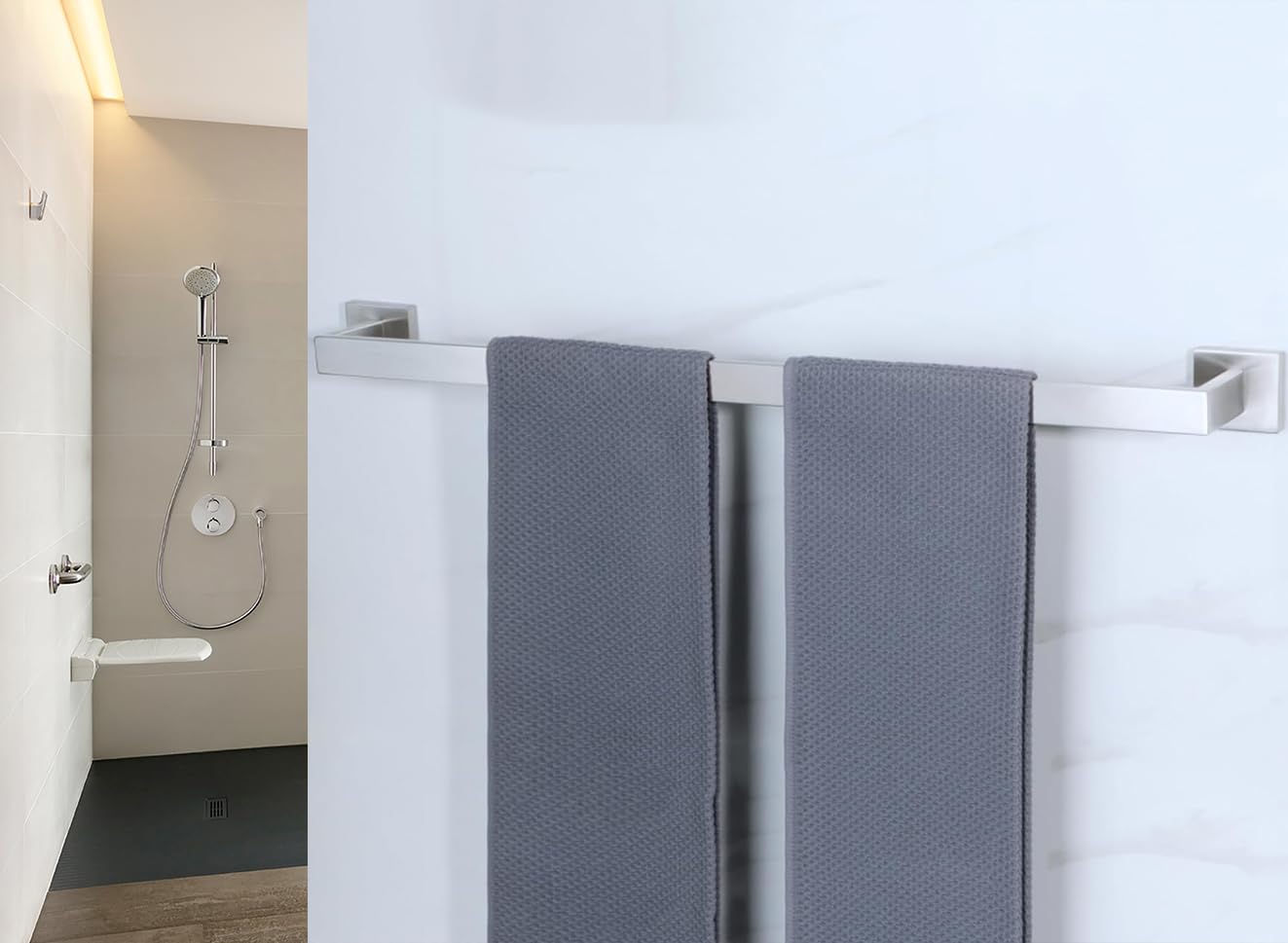 28 Inch Towel Bar 2 Pack For Bathrooms 12/16/24/28/32/36 Inch Stainless Steel 304 Brush Nickel Towel Holder Modern Square Towel