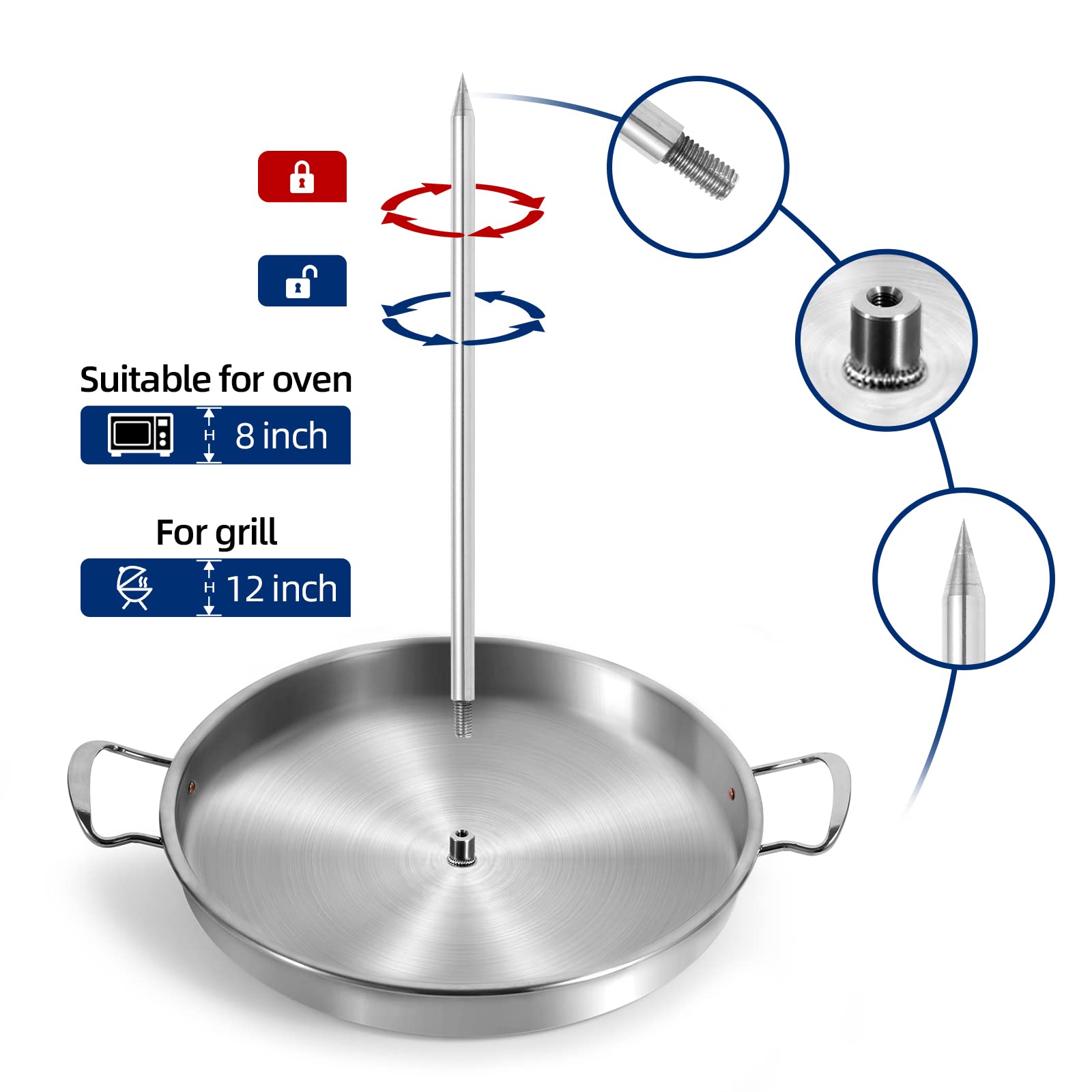 Dakos Al Pastor Skewer For Grill Upgraded Thicken Stainless Vertical Skewer Griddle, Barbecue Grill Stand,Vertical Skewer Grill,