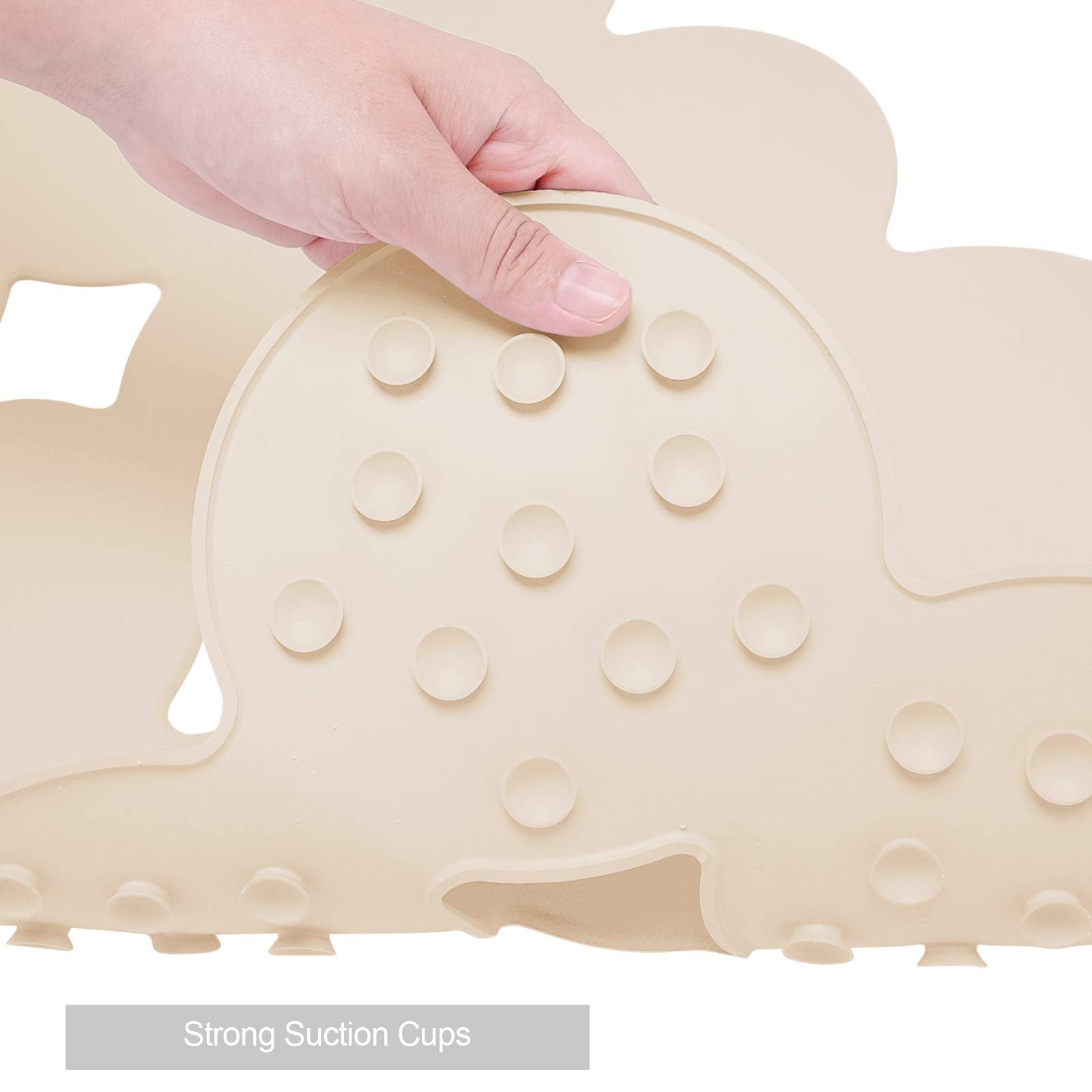 Webos Patented Non Slip Bathtub Mat Shower Bath Mats with Strong Suction Cups Soft Heavy Duty Natural Rubber Superior Grip&Drainage for Inside The tub (Beige  28x16 inch)