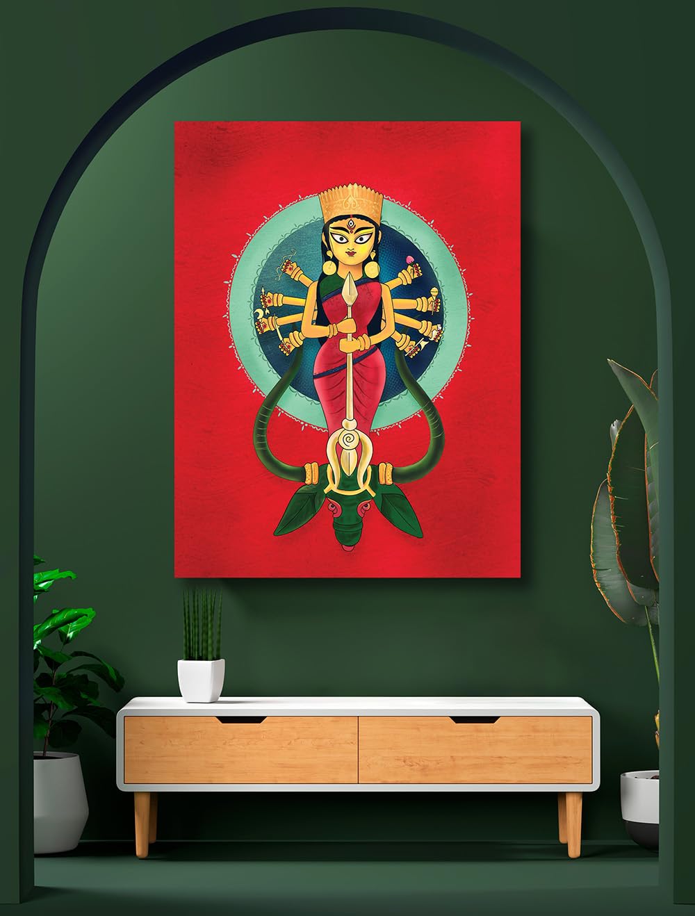Namaste Home - Canvas Painting - Maa Durga - Traditional Art - Abstract Art - Canvas Painting for Home and Office (Cotton Canvas