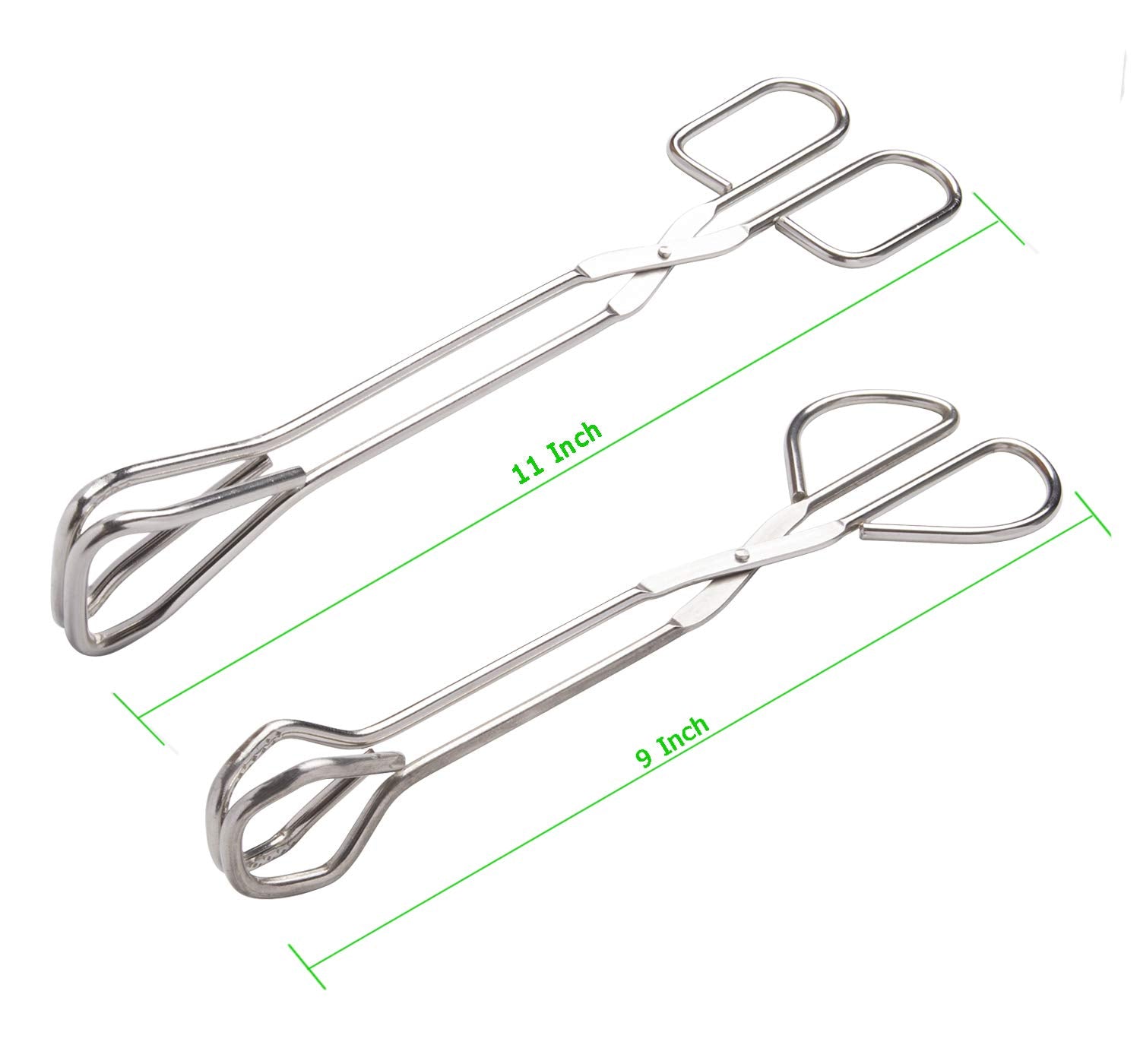 Hiash 9-Inch And 11-Inch Heavy Duty Stainless Steel Kitchen Tongs - Comfortable Ergonomic Grip, Scissor Design, Heat Resistant F