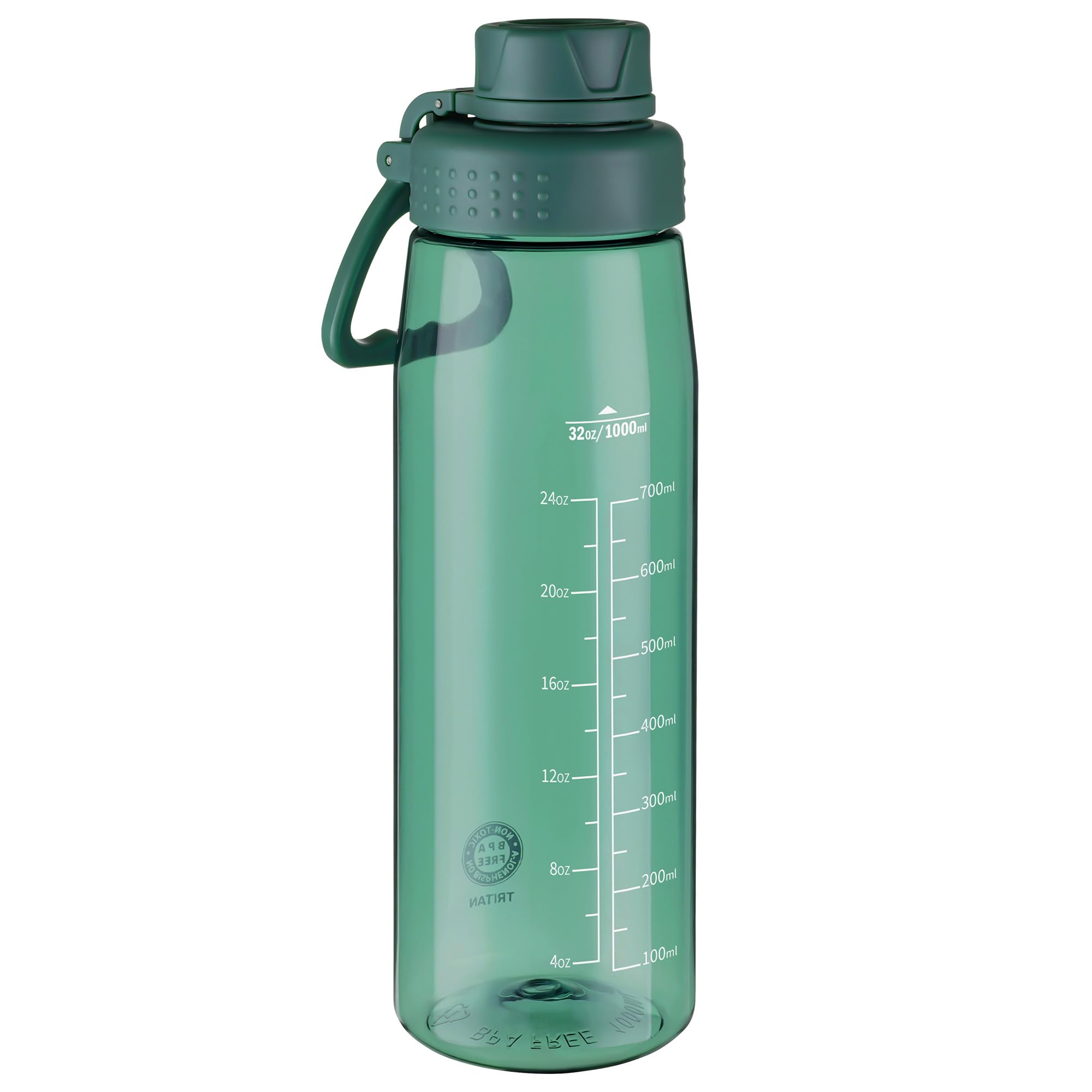 Edmyre 32oz Clear Water Bottle - BPA-Free Tritan Plastic, Fast Flow Spout Lid, Wide Mouth & Leakproof Design Hiking Water Bottle