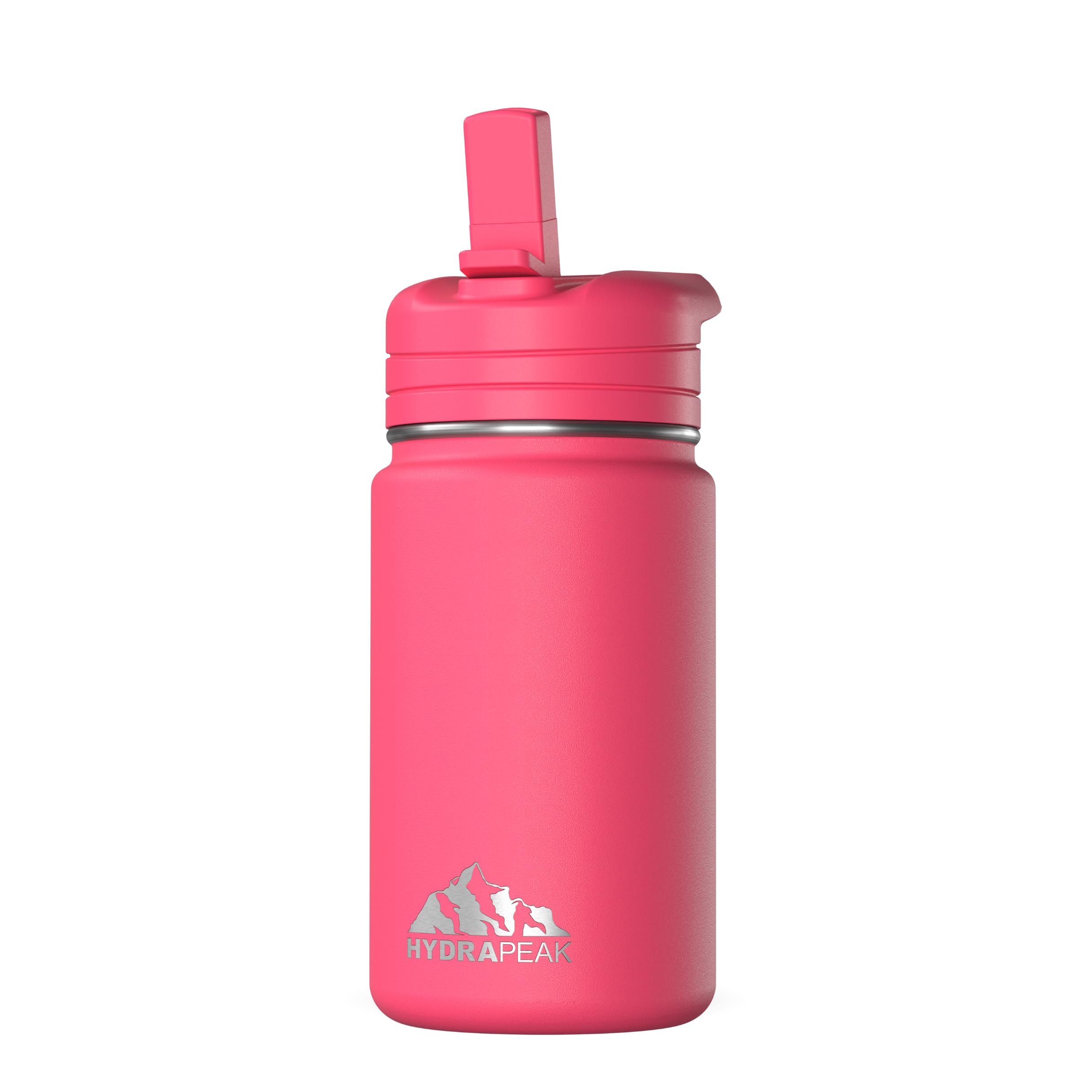 Hydrapeak Mini 14Oz Water Bottle With Straw Lid, Insulated Water Bottle, Water Bottle Stainless Steel, Water Bottles (Hot Pink)