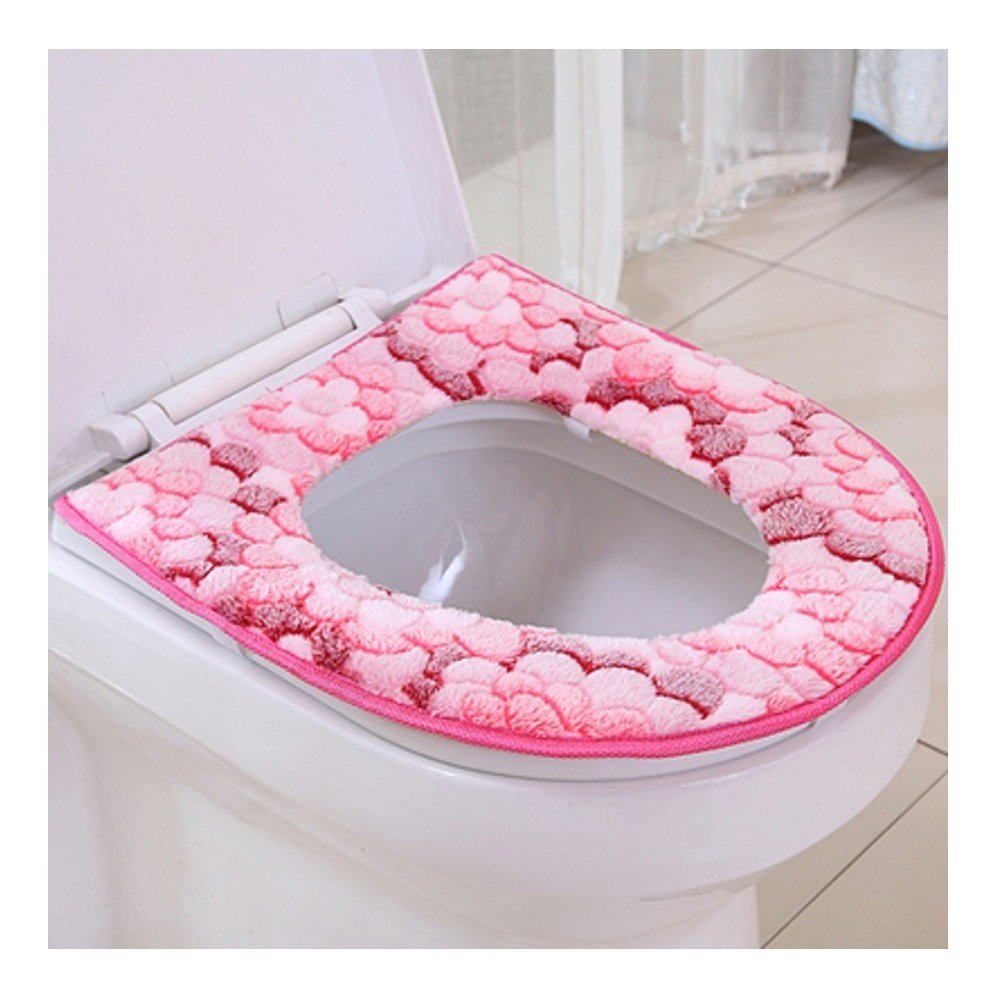 Vanki Winter Warm Toilet Seat Cover Red Flower1Pcs