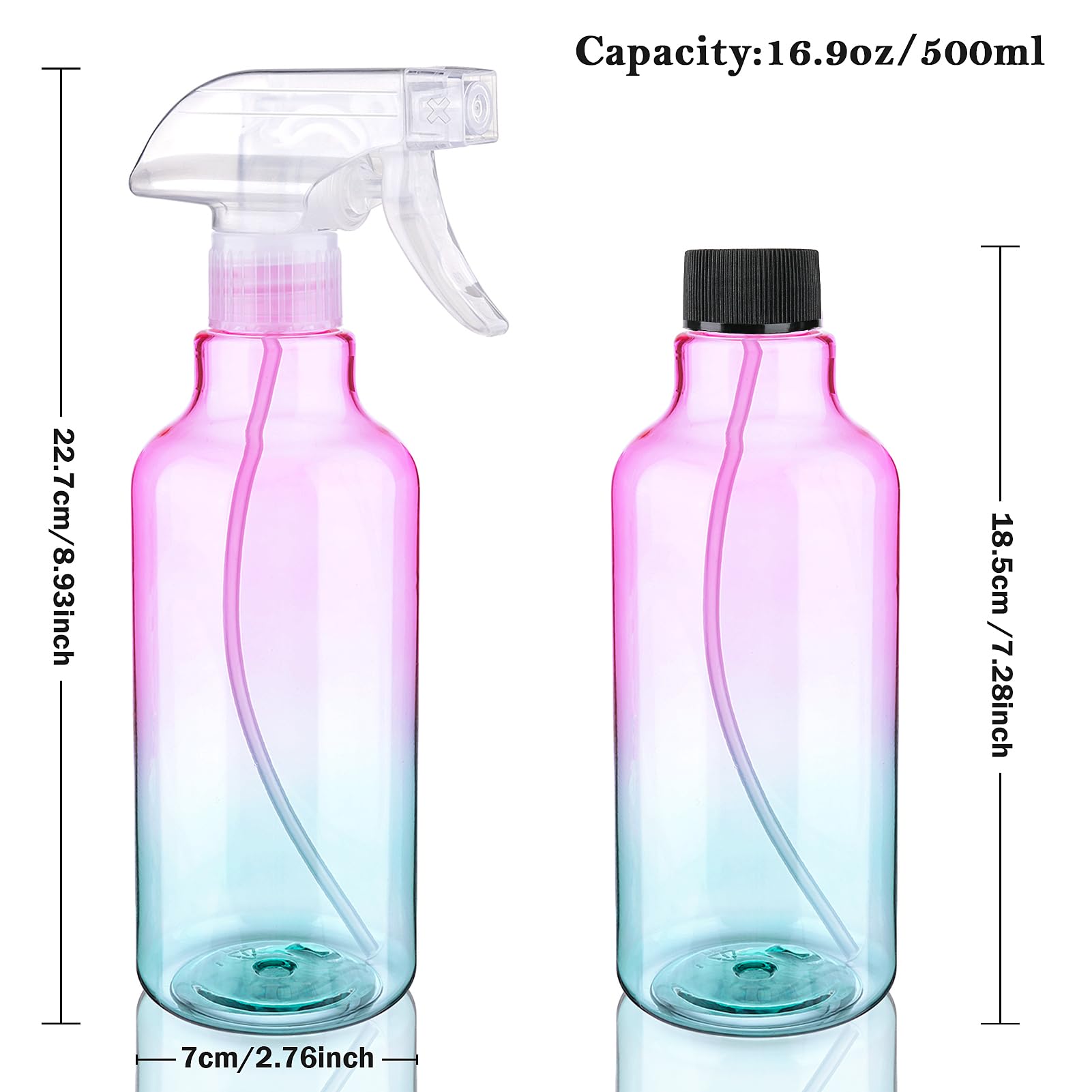 Plastic Spray Bottle 16.9Oz Empty Spray Bottles Refillable Container Trigger Sprayer For Cleaning Solutions, Water, Plants, Pet,