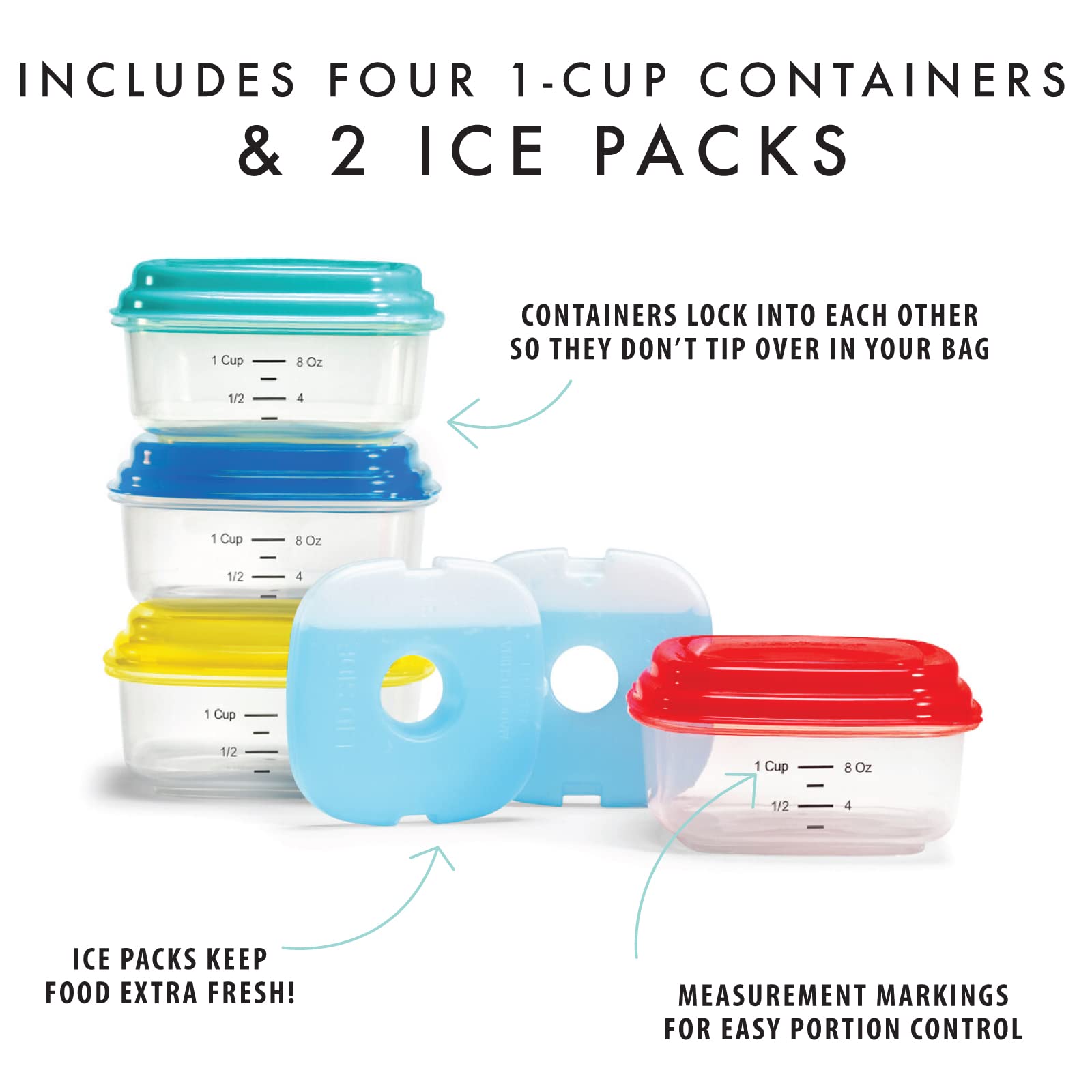 Fit & Fresh Small Plastic Containers With Lids 8 Oz, Small Snack Containers With Lids For Adults And Kids, Reusable Leakproof Dr