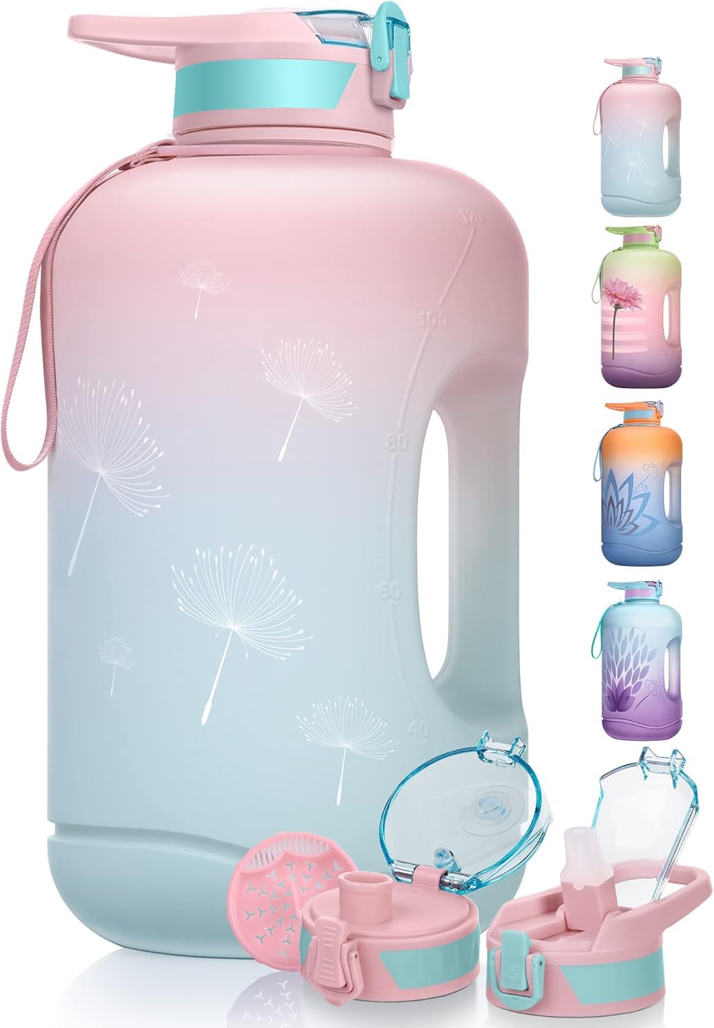 TOBA 1 Gallon Motivational Water Bottle 128 oz BPA Free Water Jug Large Sports Water Bottle Leakproof Drinking Bottle Women/Men