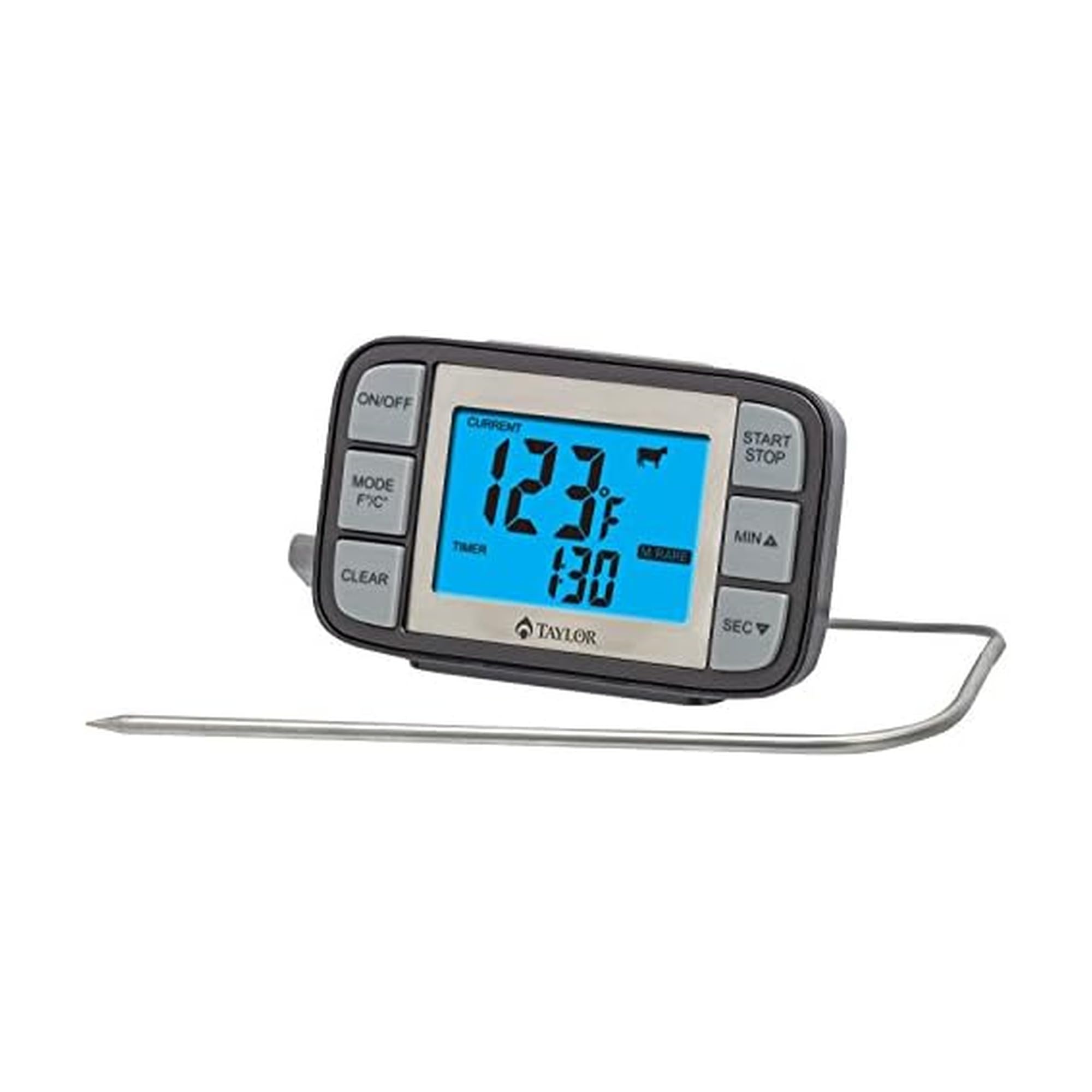 Taylor Instant Read Wired Probe Digital Meat Food Grill BBQ Cooking Kitchen Thermometer With Bright Blue Backlight