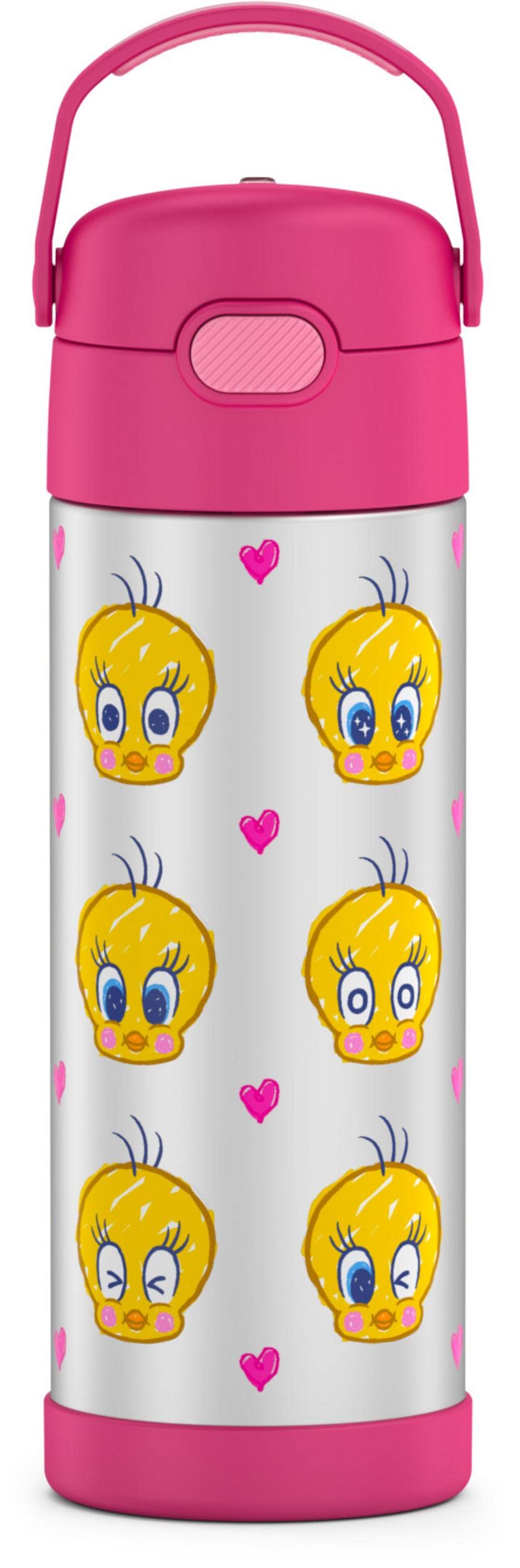 Thermos Funtainer 16 Ounce Stainless Steel Vacuum Insulated Bottle With Wide Spout Lid, Looney Tunes