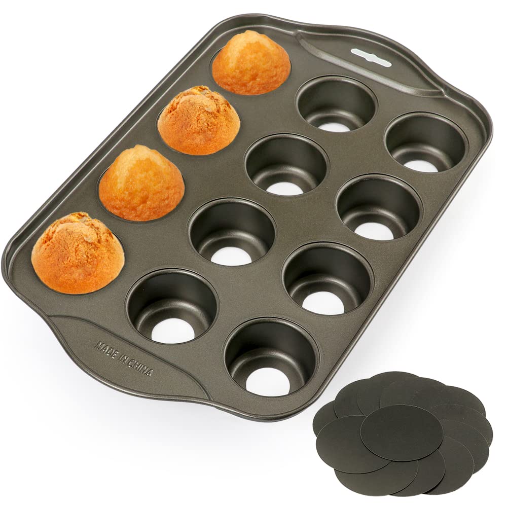 Cyimi Mini Muffin Pan 12 Cup With Removable Bottom,Nonstick Cupcake Pans For Baking,Mini Muffin Cheesecake Tin For Oven, 12 Cavi