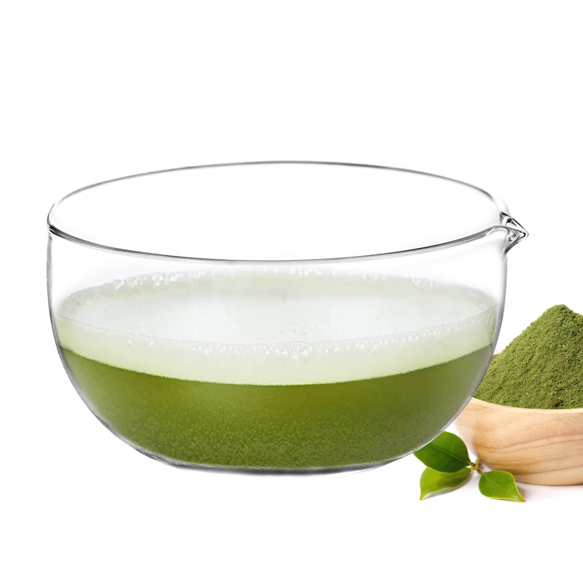 Glass Matcha Bowl With Pouring Spout, Ceremonial Mixing Chawan, Clear Traditional Japanese Style Matcha Green Tea Cup Mug, Hamme