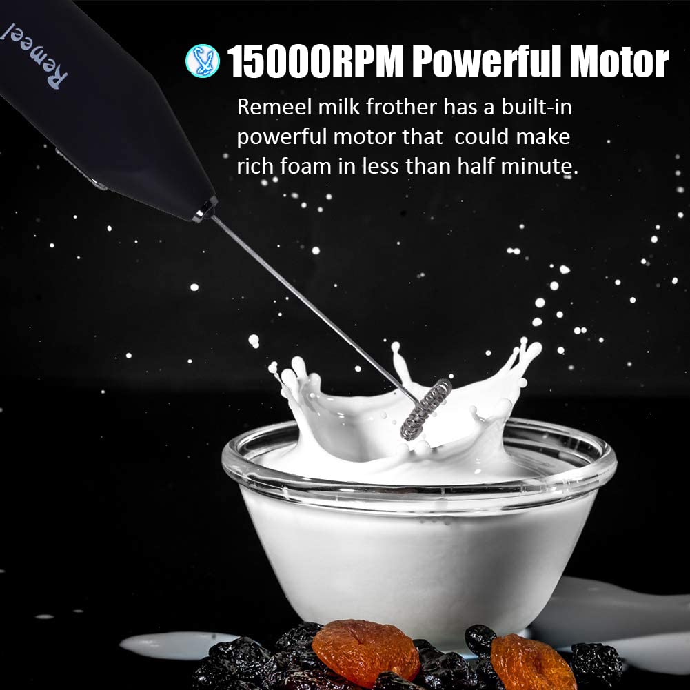 Remeel Handheld Milk Frother With Stainless Steel Whisk, Portable And Powerful Foam Maker For Morning Coffee, Latte, Cappuccino,