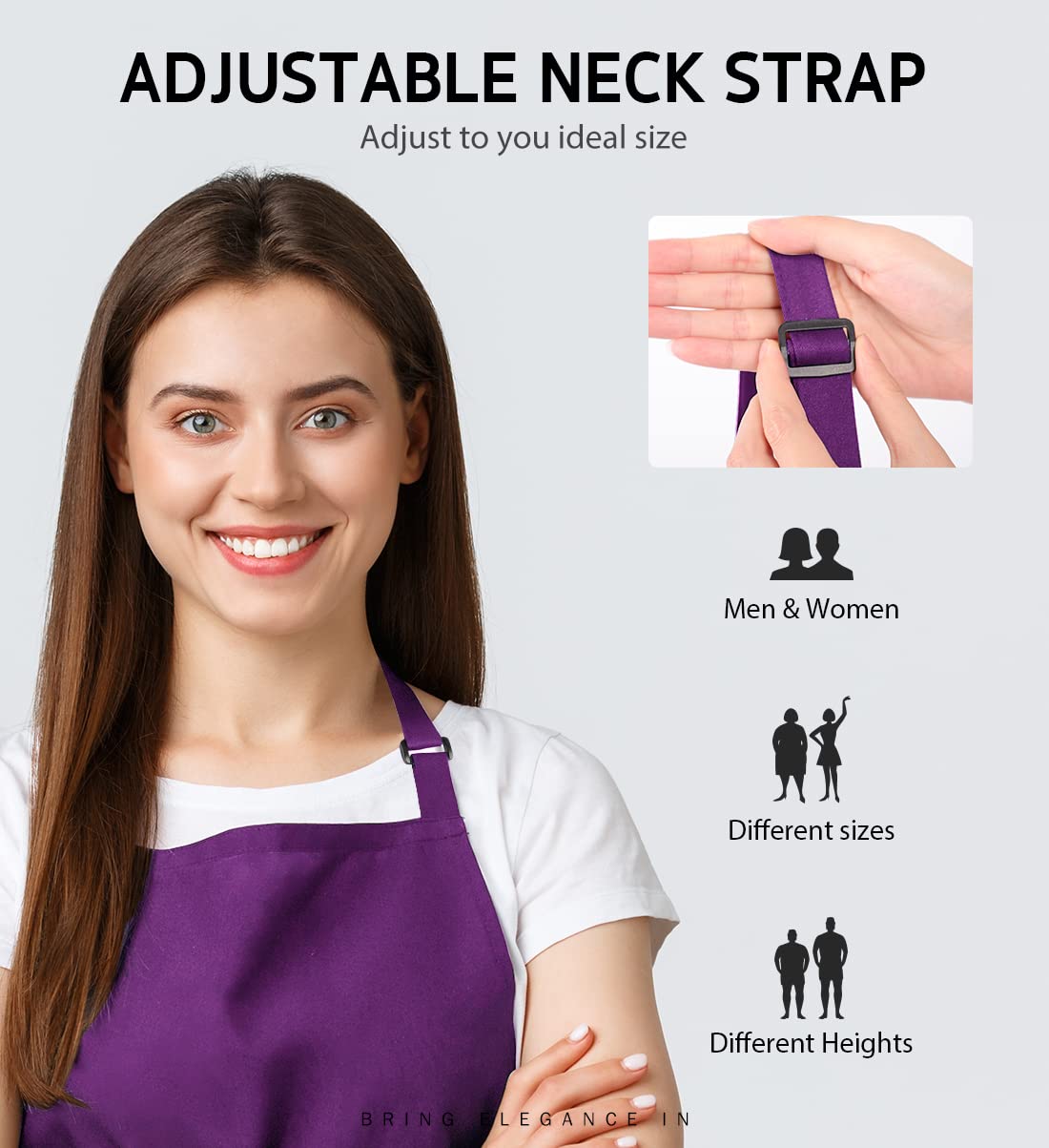 Syntus 2 Pack Adjustable Bib Apron Waterdrop Resistant with 2 Pockets Cooking Kitchen Aprons for BBQ Drawing, Women Men Chef, Pu