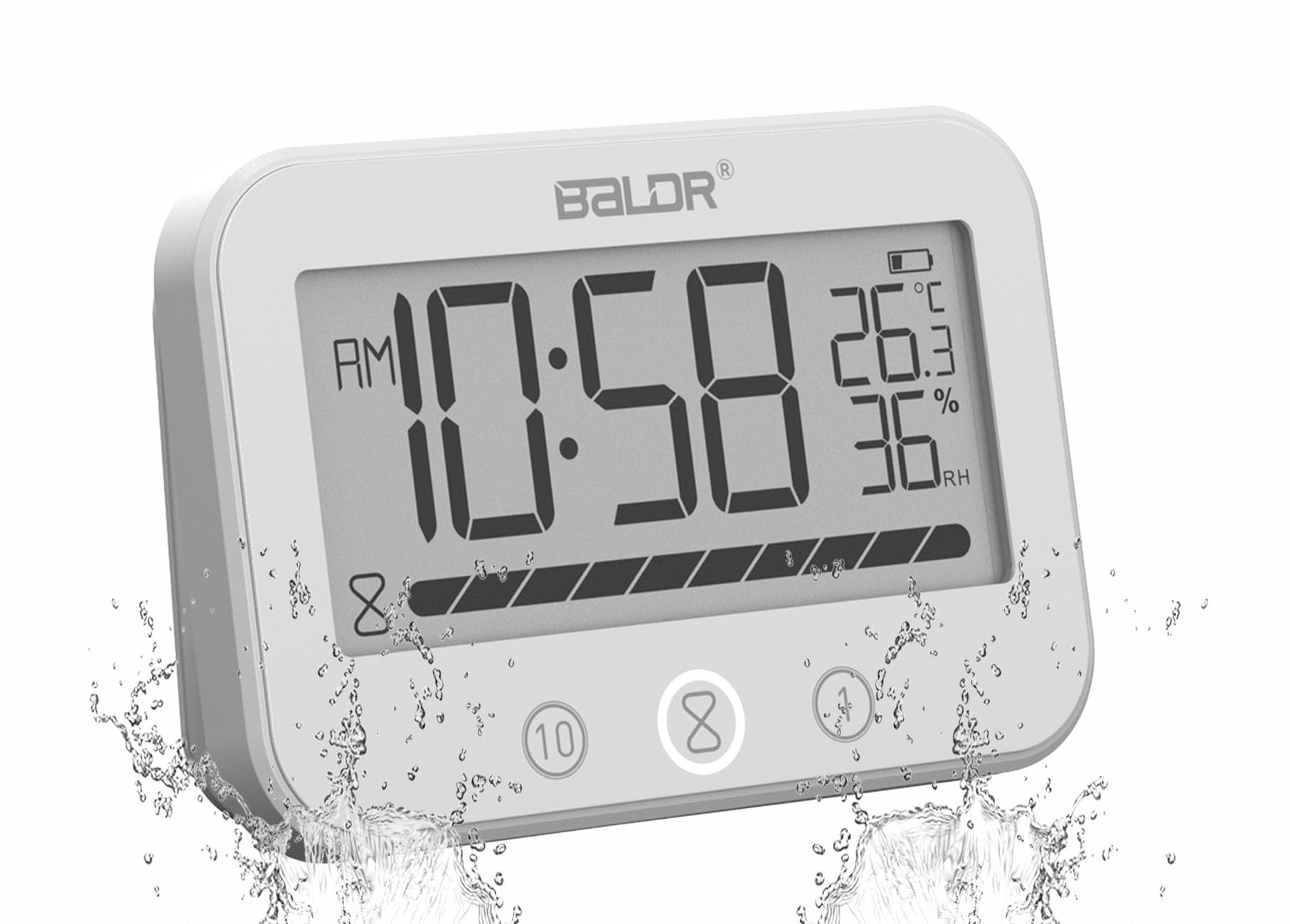LXSZRPH Digital LCD Waterproof Timer Shower Clock, Waterproof for Water Spray, Bathroom Clock Wall Mount, Two Suction Cup, Displ