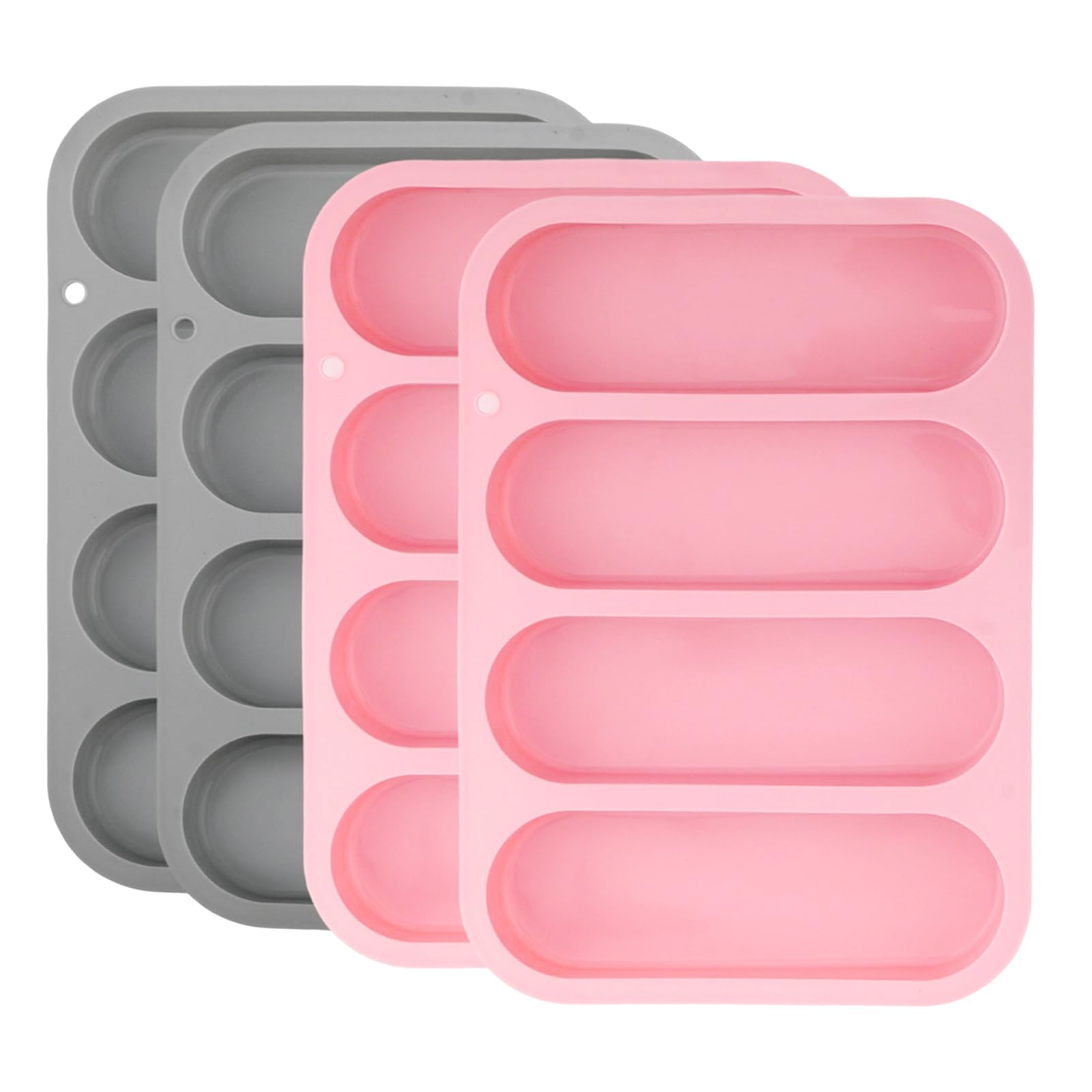 TAICHEUT 4 Pack 6 Inch Hot Dog Bun Pan, Silicone Hotdog Bun Mold, Roll Baking Pan for Hotdog Buns Rolls Cake Mini Baguettes, Pin