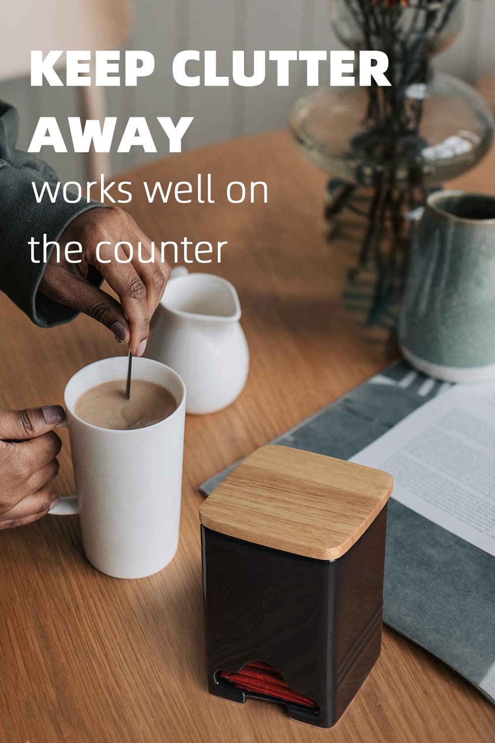 Quxija Ceramic Tea Bag Storage Organizer Caddy Holder With Lid (Navy)