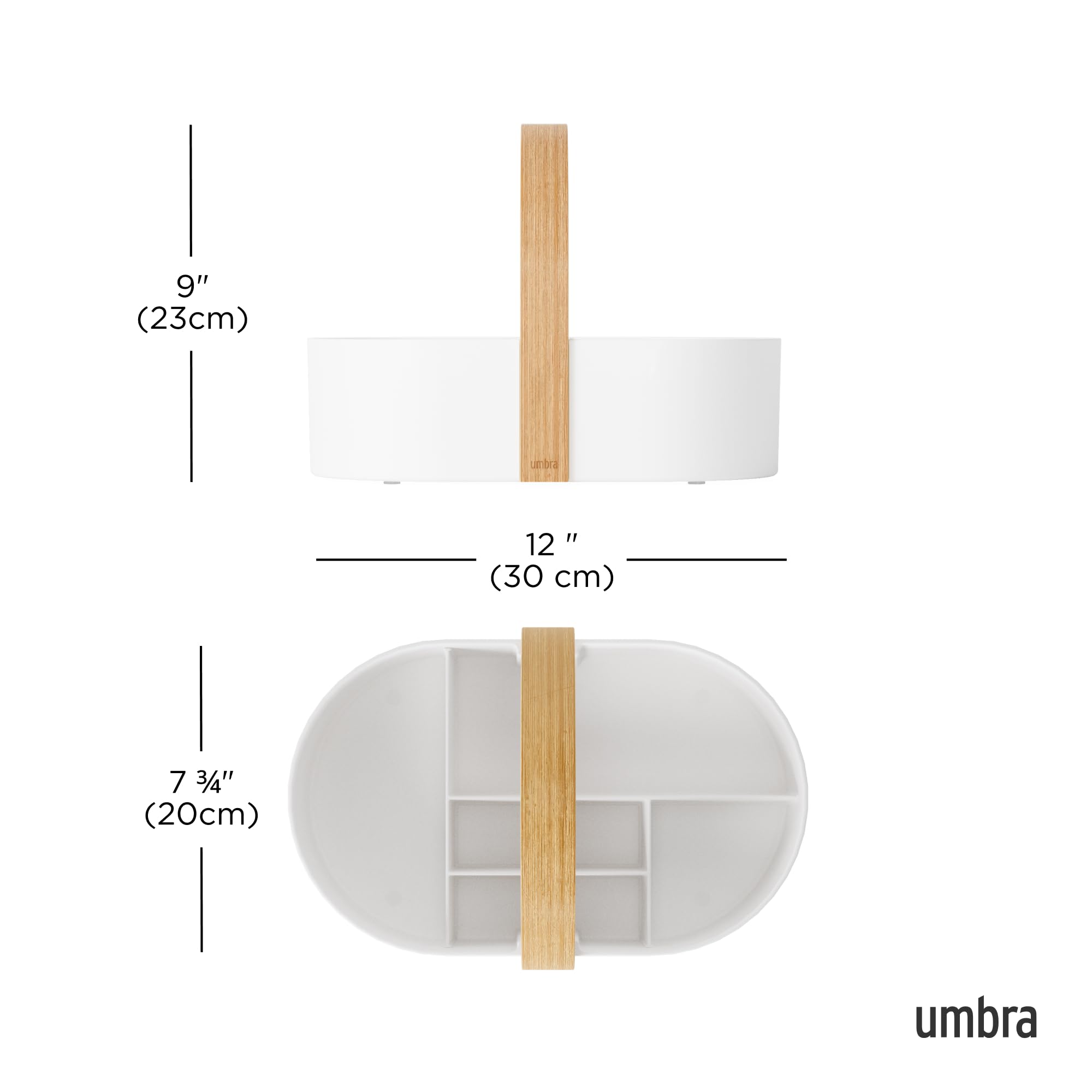 Umbra Bellwood Multipurpose Caddy Organizer With Handle, Desk, Makeup, Dorm Caddy, Kitchen Cabinet Organizer, Natural/White