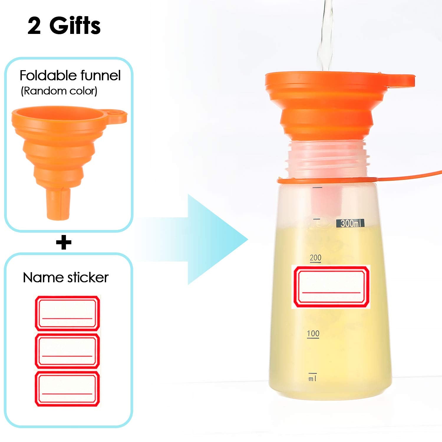 Ondiomn Condiment Squeeze Bottle Wide Mouth, 6 Pack 300Ml Empty Reusable Squeeze Bottles For Honey,Batter,Catsup,Onion,Resin,Bak