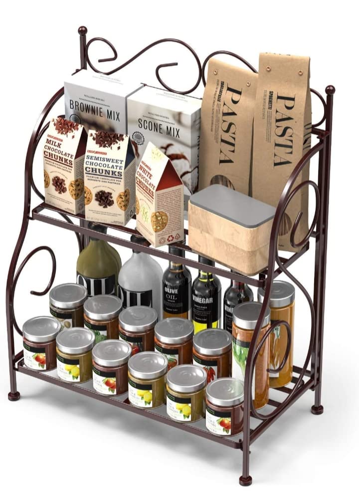 Incredible ArtifactS.... 2Tier Foldable Iron Spice Shelf Rack Kitchen Organizer Multipurpose